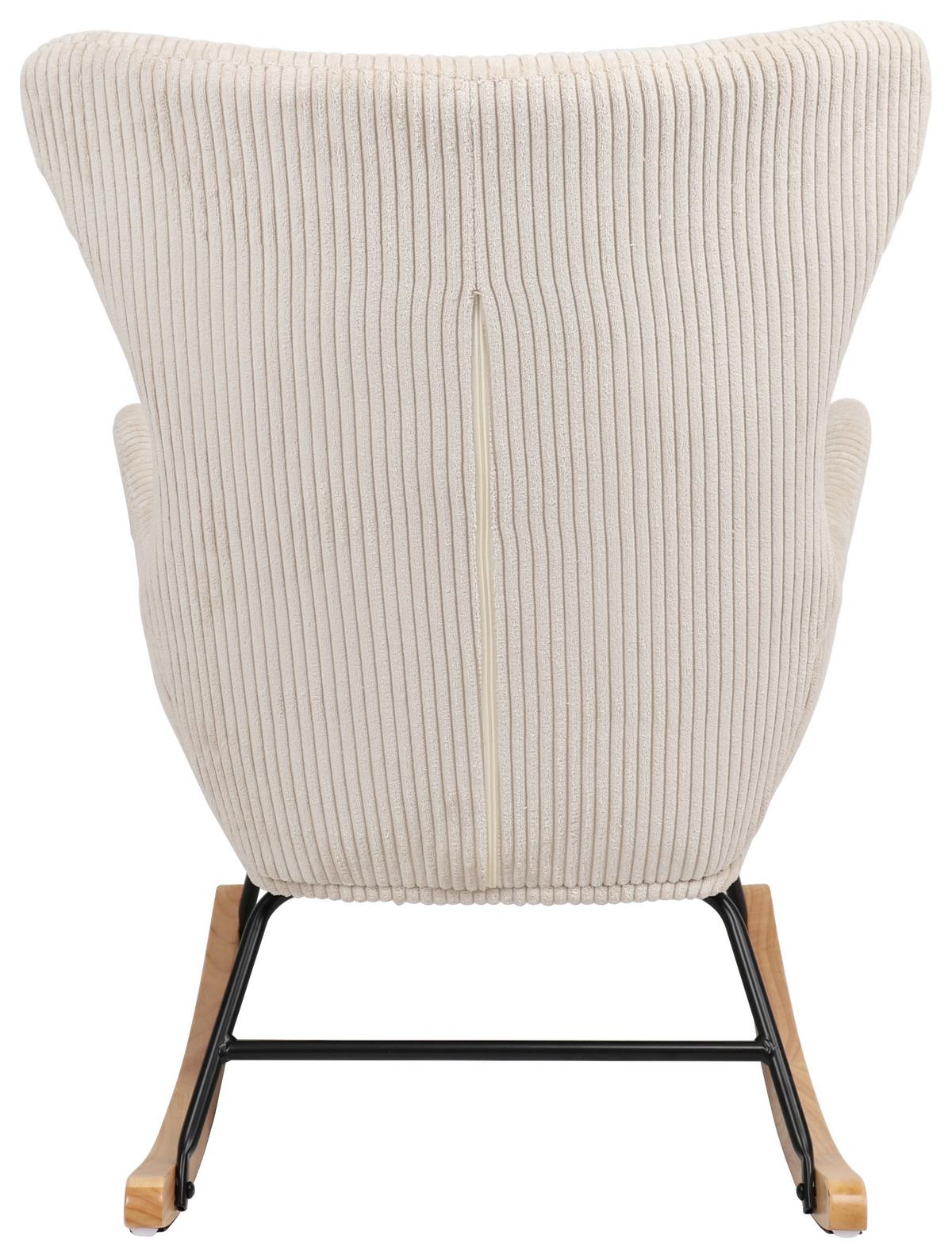 Schaukelstuhl mit Armlehnen Granny Stoffbezug Creme - Creme/Naturfarben, MODERN, Holz/Textil (67/92/85cm)