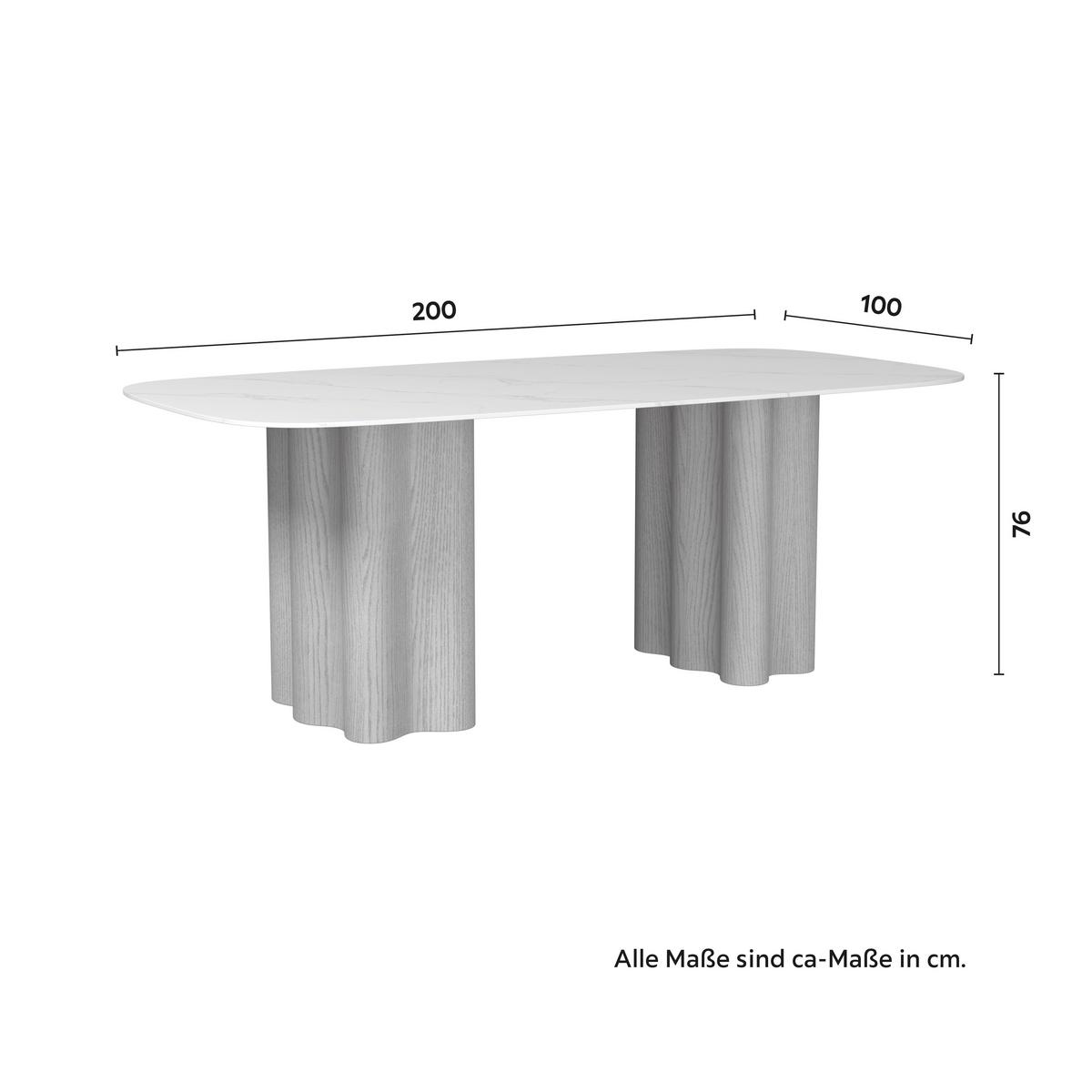 Jídelní stůl Elenya, š: 200 cm - bílá/barvy dubu, Moderní, dřevo/kompozitní dřevo (200/76/100cm) - Bessagi Home