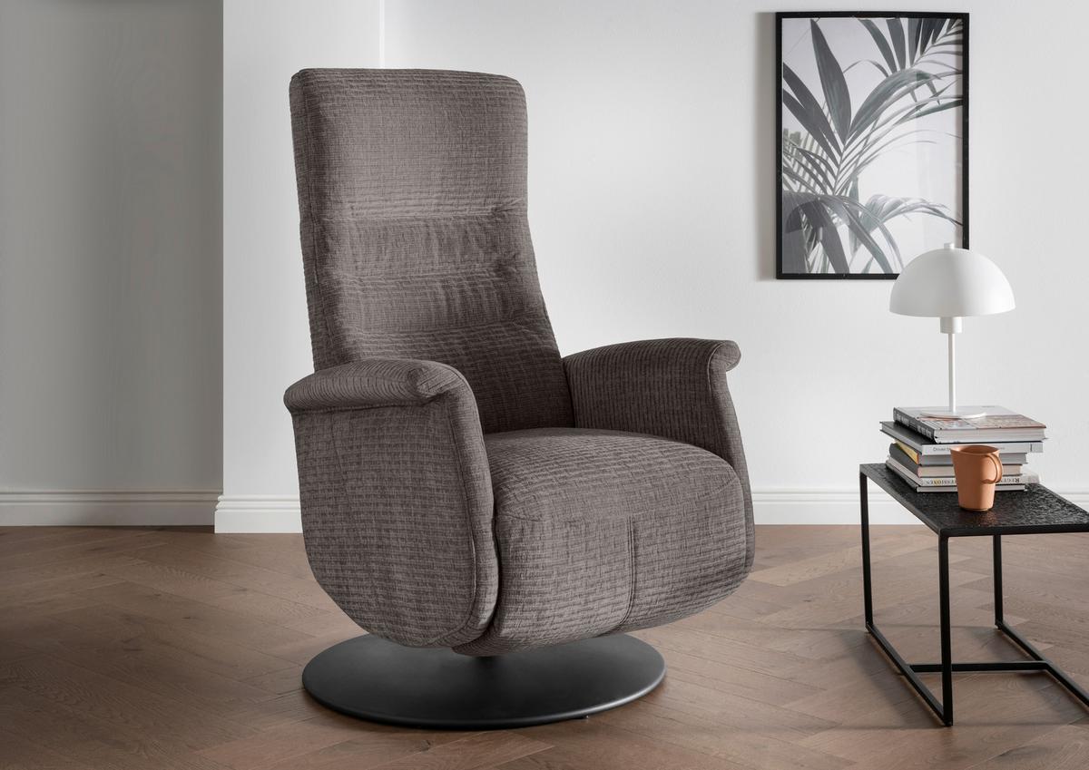 Relaxsessel Latina Graubraun 360 Grad Drehbar, B: 72 Cm - Graubraun/Schwarz, MODERN, Textil (72/118/85-165cm) - Livetastic