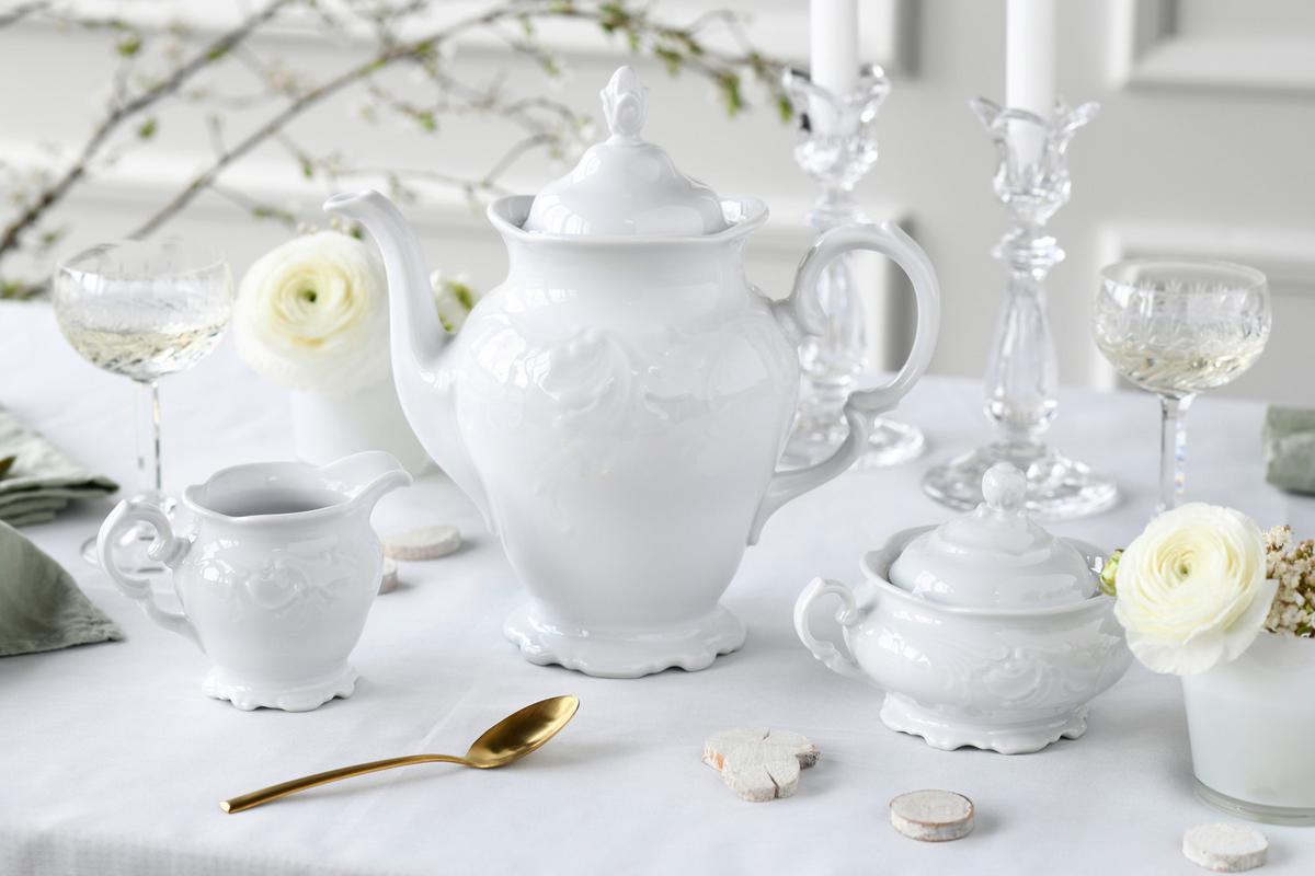 Kaffeeservice Porzellan, Weiß, 3-teilig - Weiß, Basics, Keramik - Creatable