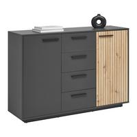 ŠIROKÁ KOMODA LUKAS -EXKLUSIV- - černá/antracitová, Moderní, kompozitní dřevo/plast (138,6/95/40cm) - Mömax