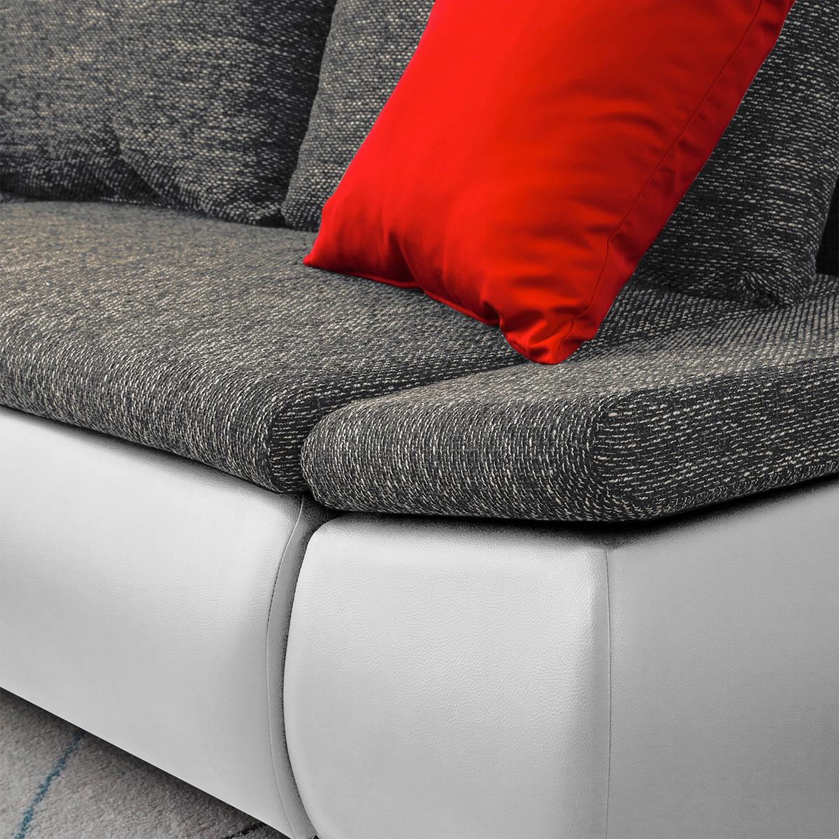 Ecksofa Acra Grau, Weiß B: 266x175 Cm - Chromfarben/Schwarz, Design, Textil (266/175cm) - Livetastic