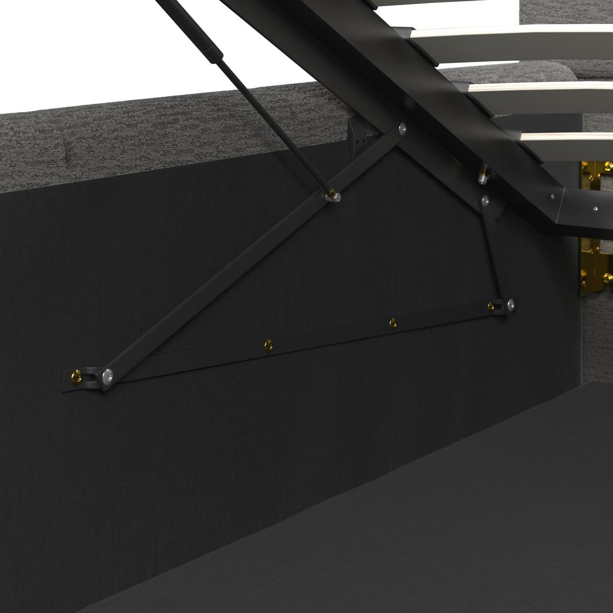 Čalouněná postel KAIA 180x200 cm, šedá - šedá/černá, Moderní, kov/dřevo (180/200cm) - Bessagi Home