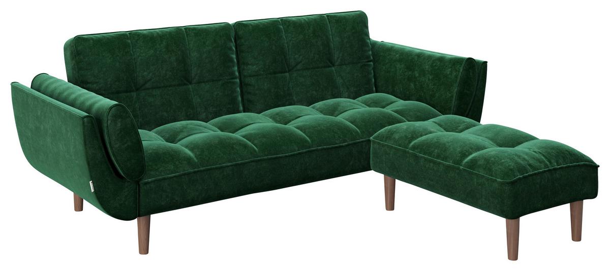 2-Sitzer-Sofa mit Schlaffunkt. Scarlett Grün Samt - Walnussfarben/Grün, KONVENTIONELL, Textil (215/81,5/84,5cm) - Playboy