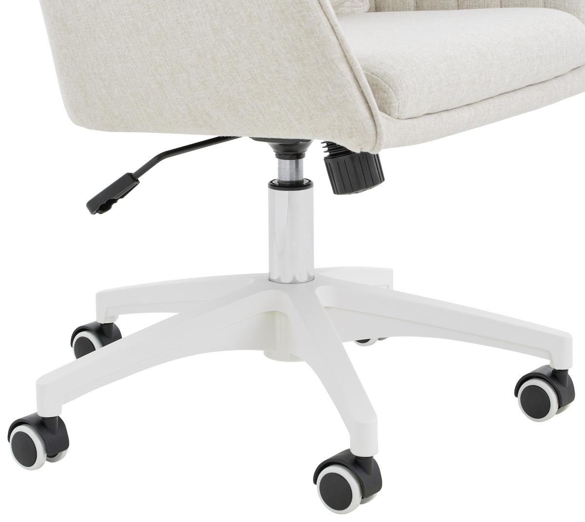 Bürostuhl Palermo Höhen- Verstellbar Beige Bis 140 Kg - Beige/Weiß, Design, Kunststoff/Textil (59/83-93/68cm) - Livetastic