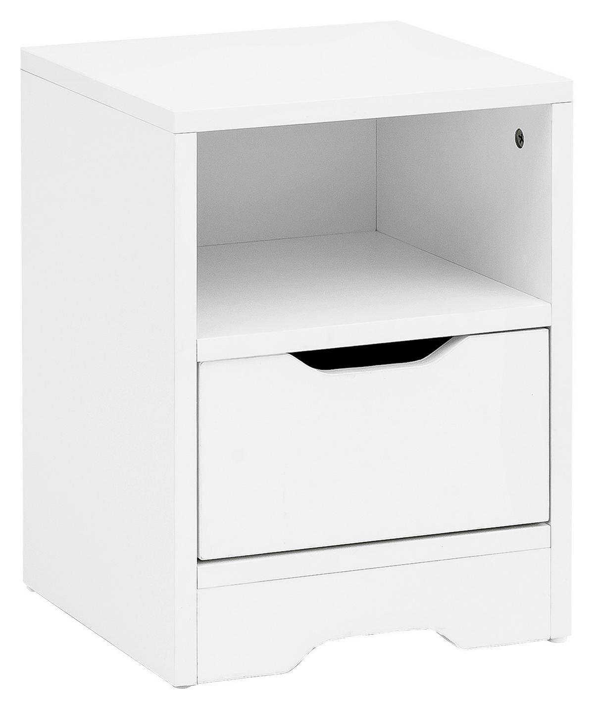 Nachtkästchen Weiß H: 43 Cm - Weiß, MODERN, Holzwerkstoff (31/43/31cm) - MID.YOU