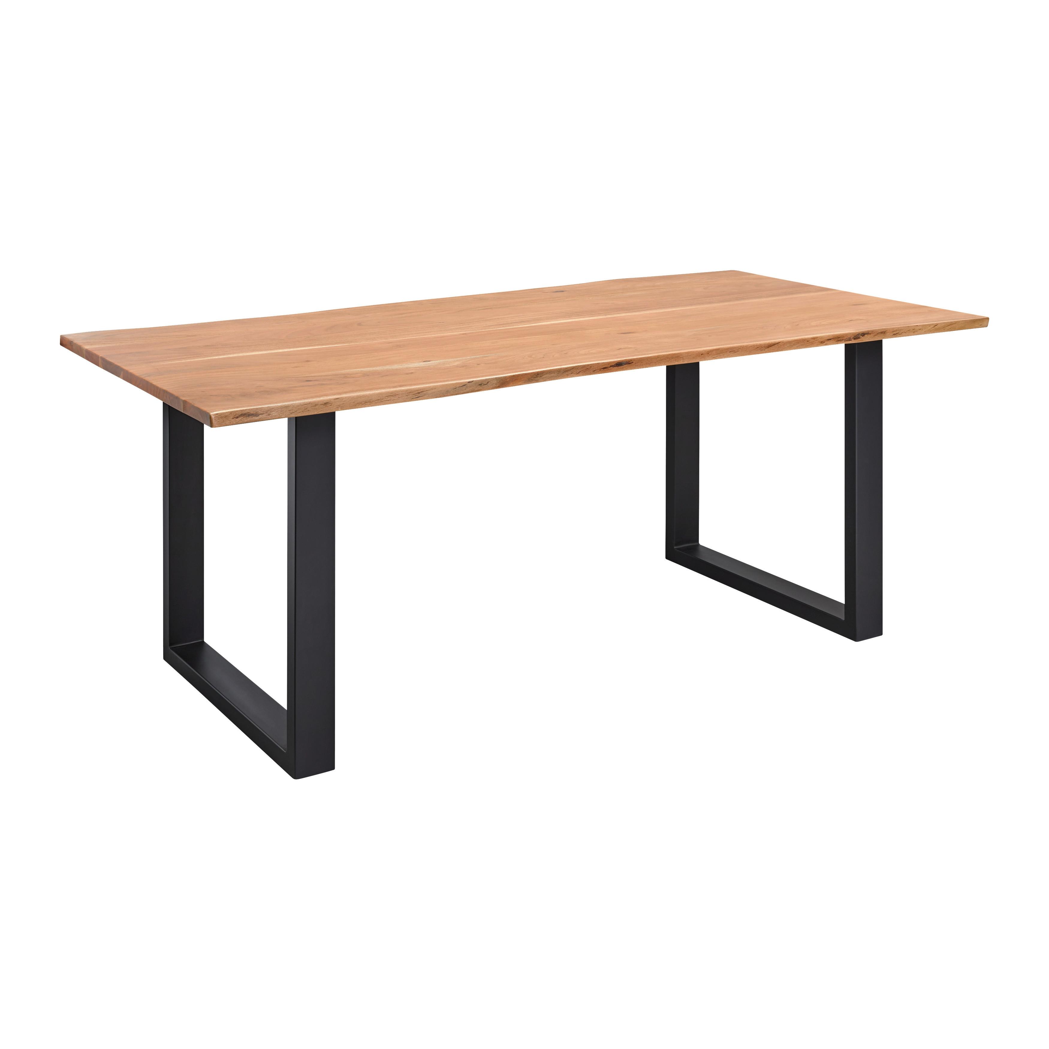 Jídelní stůl z akácie Malmo 180x90cm - černá/barvy akácie, Moderní, kov/dřevo (180/90/76cm) - Bessagi Home