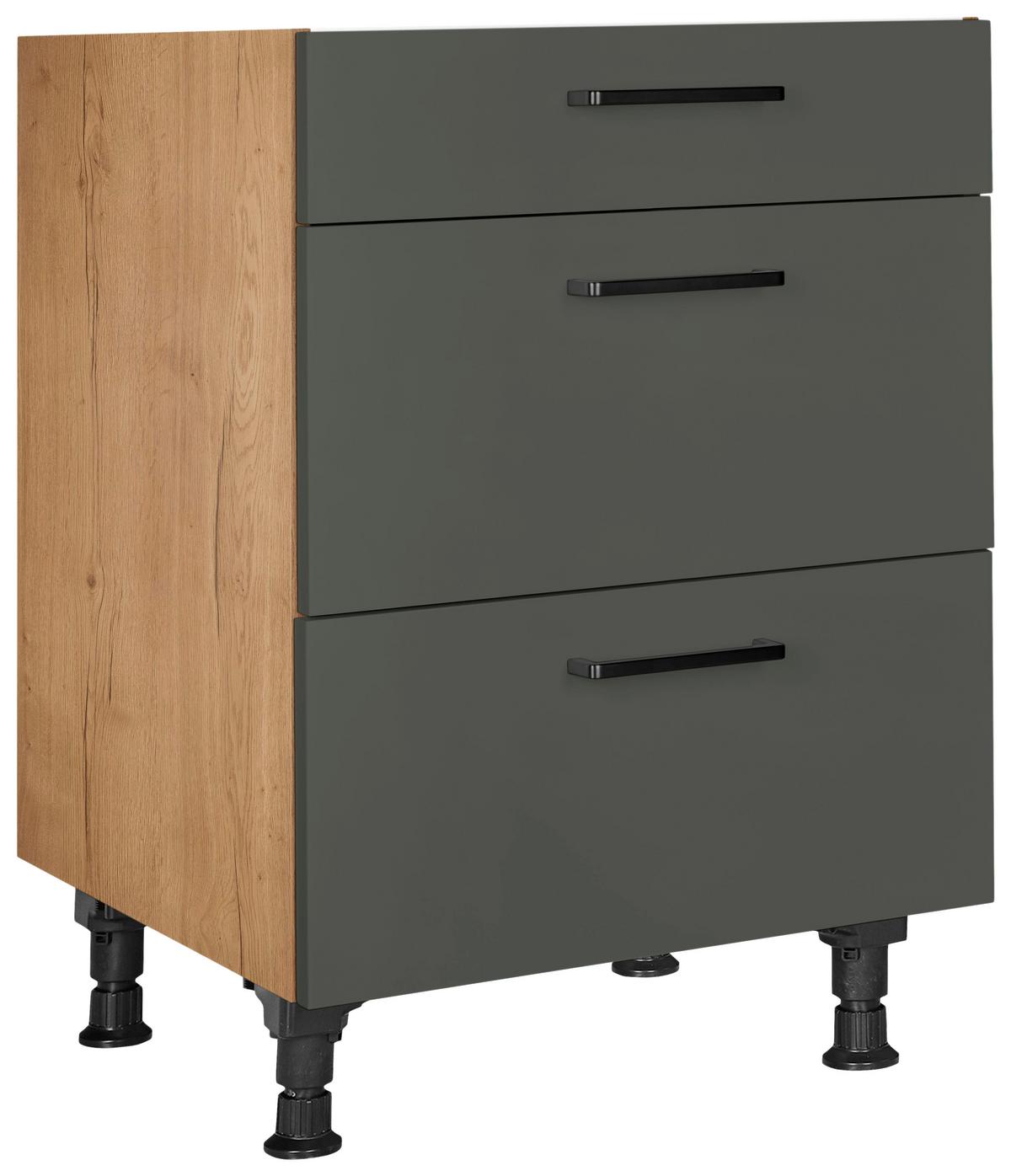 Schubkastenunterschrank Easytouch - Eichefarben/Grün, MODERN, Holzwerkstoff (60/87/56cm) - Nobilia