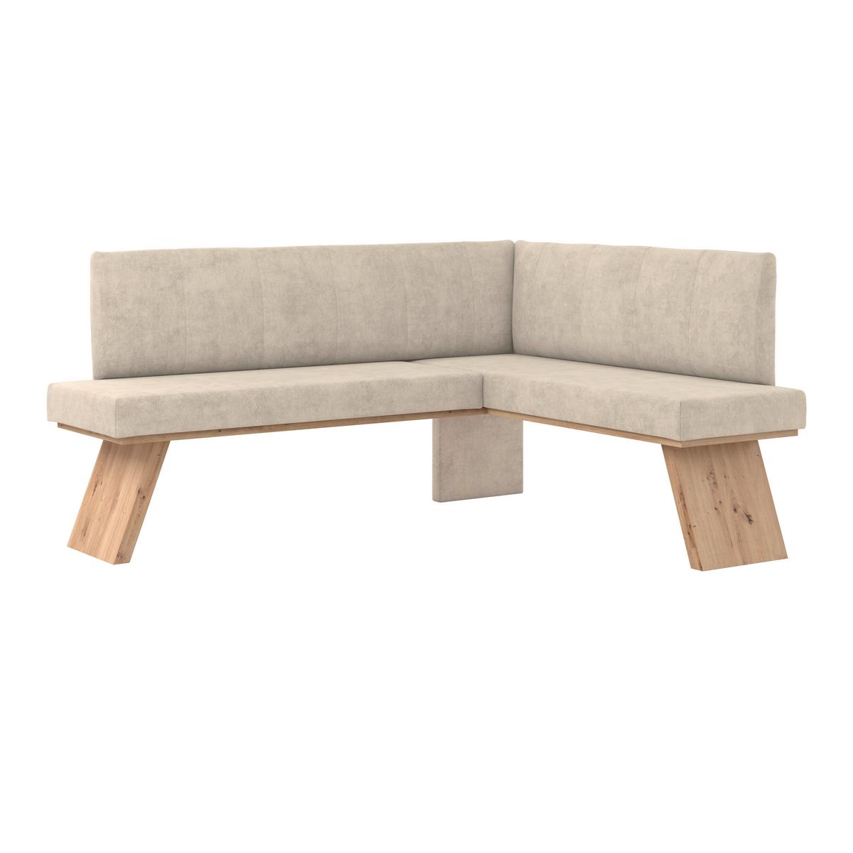 Eckbank Emma Ii Webstoff Beige, B: 185 Cm - Eichefarben/Beige, KONVENTIONELL, Holzwerkstoff/Textil (185/150cm)