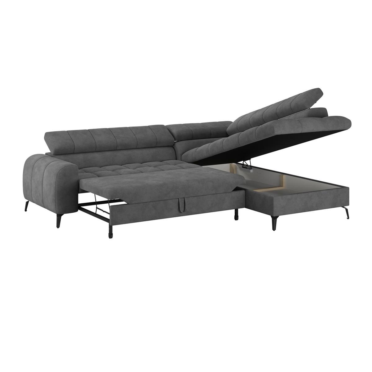Ecksofa Volf Rechts New Dunkelgrau, S: 261x203 cm - Dunkelgrau/Schwarz, Trend, Kunststoff/Textil (261/203cm)