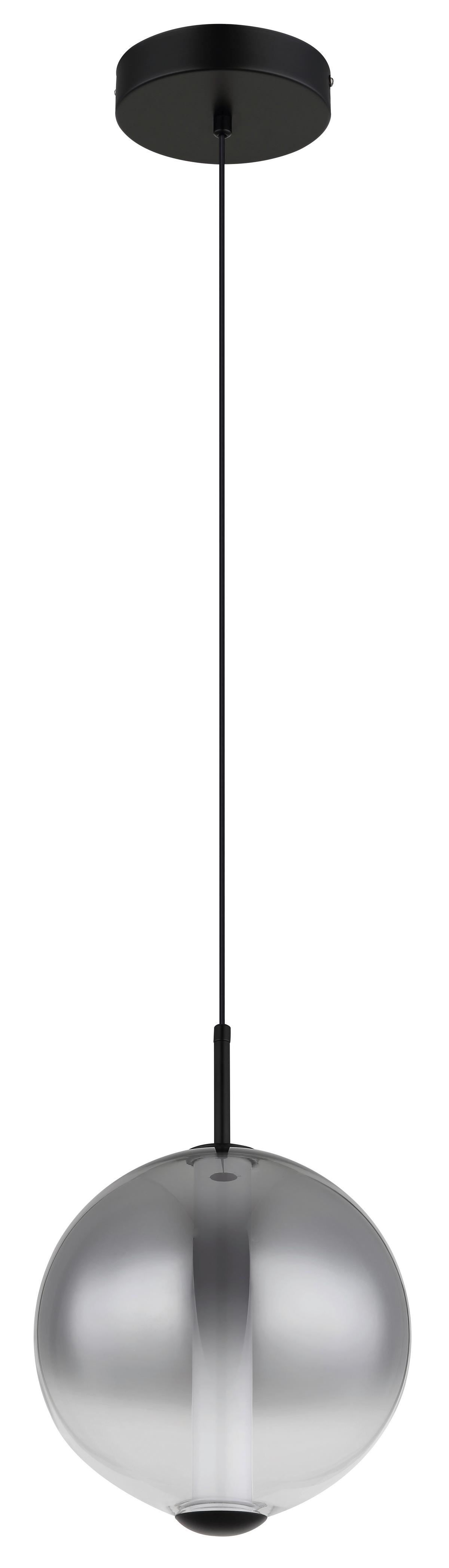 LED-Hängeleuchte Lacy Grau Schwarz Weiß D: 25 cm - Schwarz/Weiß, KONVENTIONELL, Glas/Kunststoff (25/120cm) - Globo