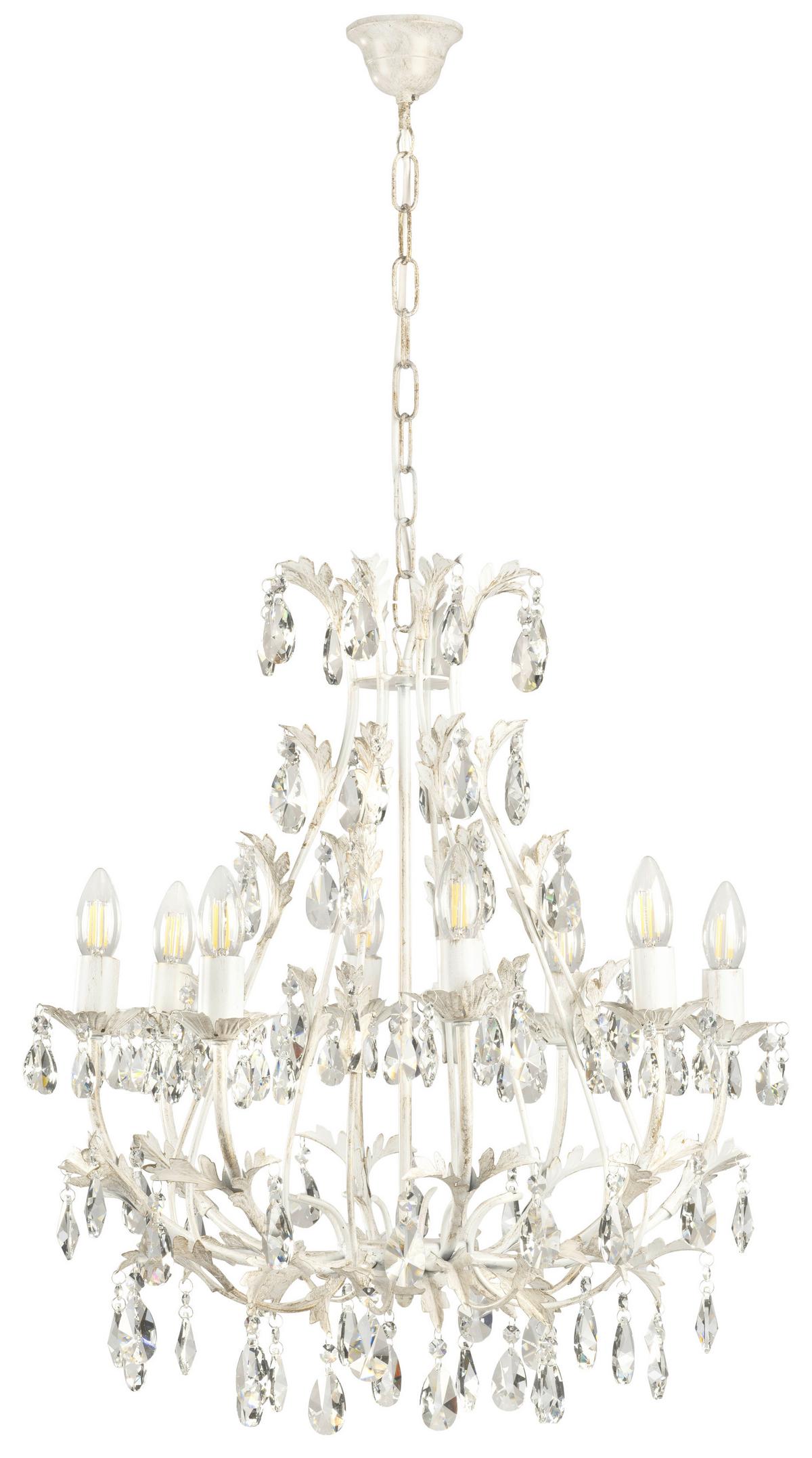 KRISTALL-HÄNGELEUCHTE 4670/8A - Weiß, KONVENTIONELL, Glas/Metall (70/70/105cm)