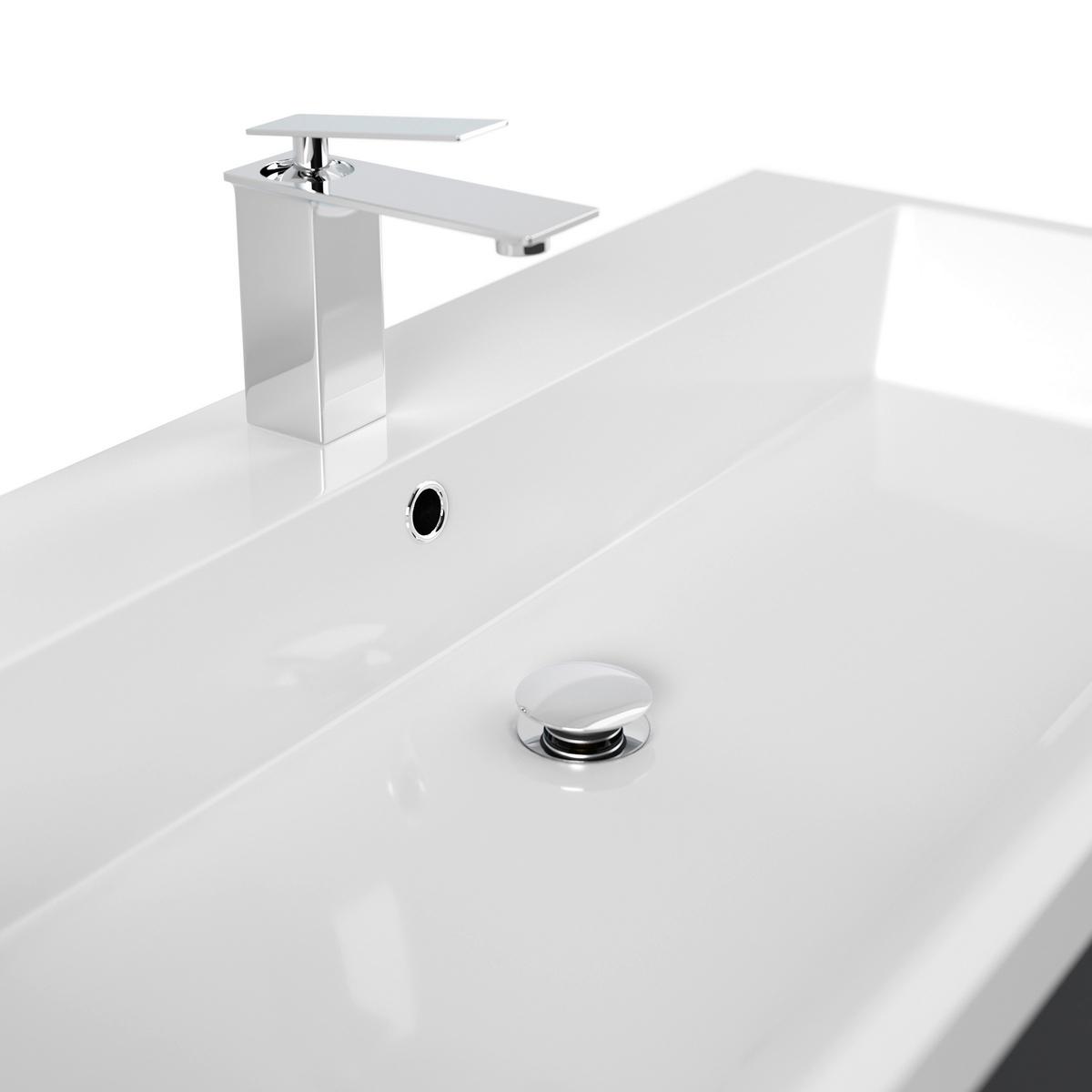 WASCHTISCHKOMBI Fellini Graphitfarben B: 100cm - Graphitfarben/Weiß, Basics, Holzwerkstoff/Stein (100cm) - MID.YOU