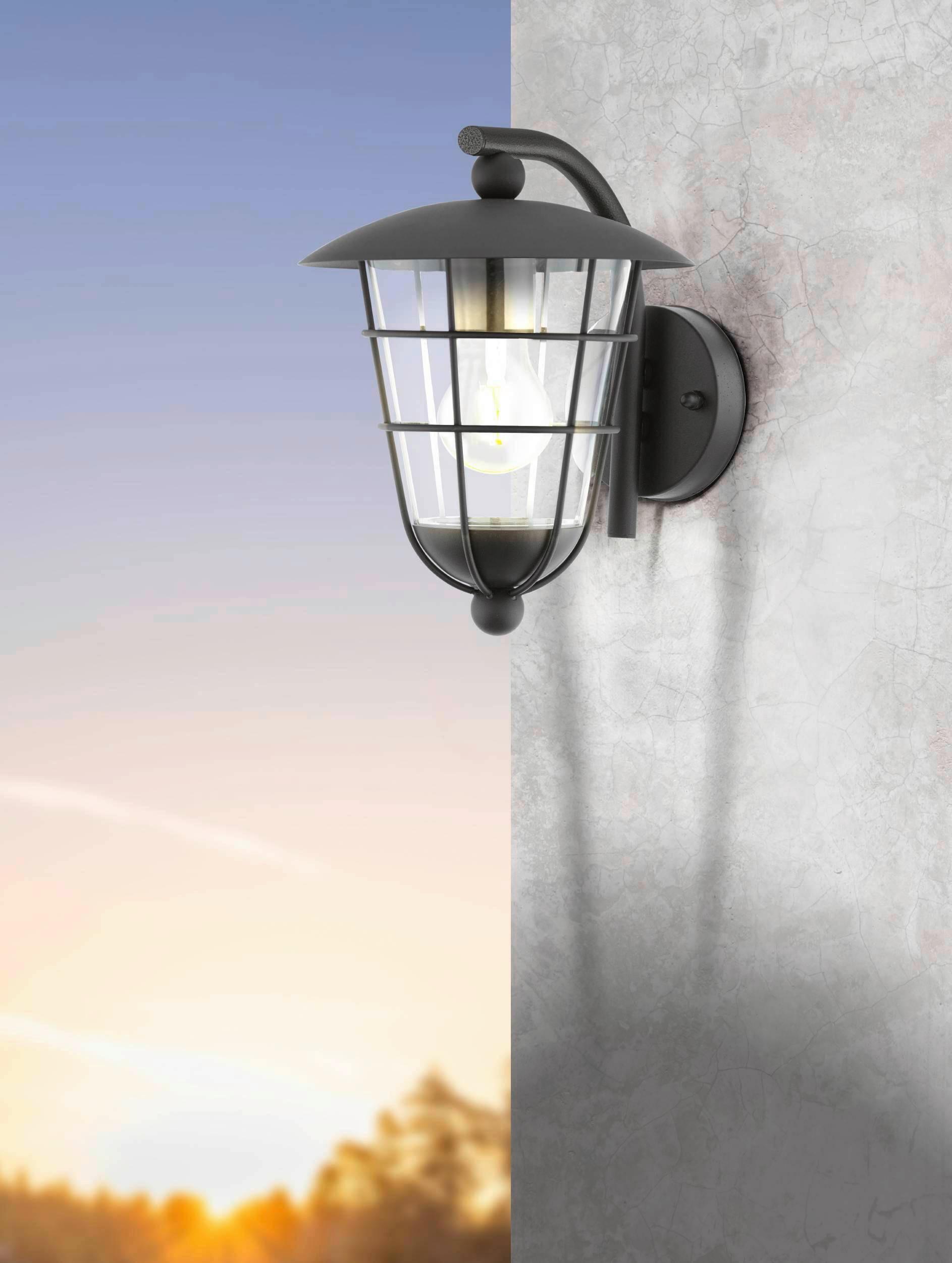 Außenwandleuchte Pulfero für 1x60 W, E27 - Transparent/Schwarz, KONVENTIONELL, Kunststoff/Metall (28/22/28cm) - Eglo