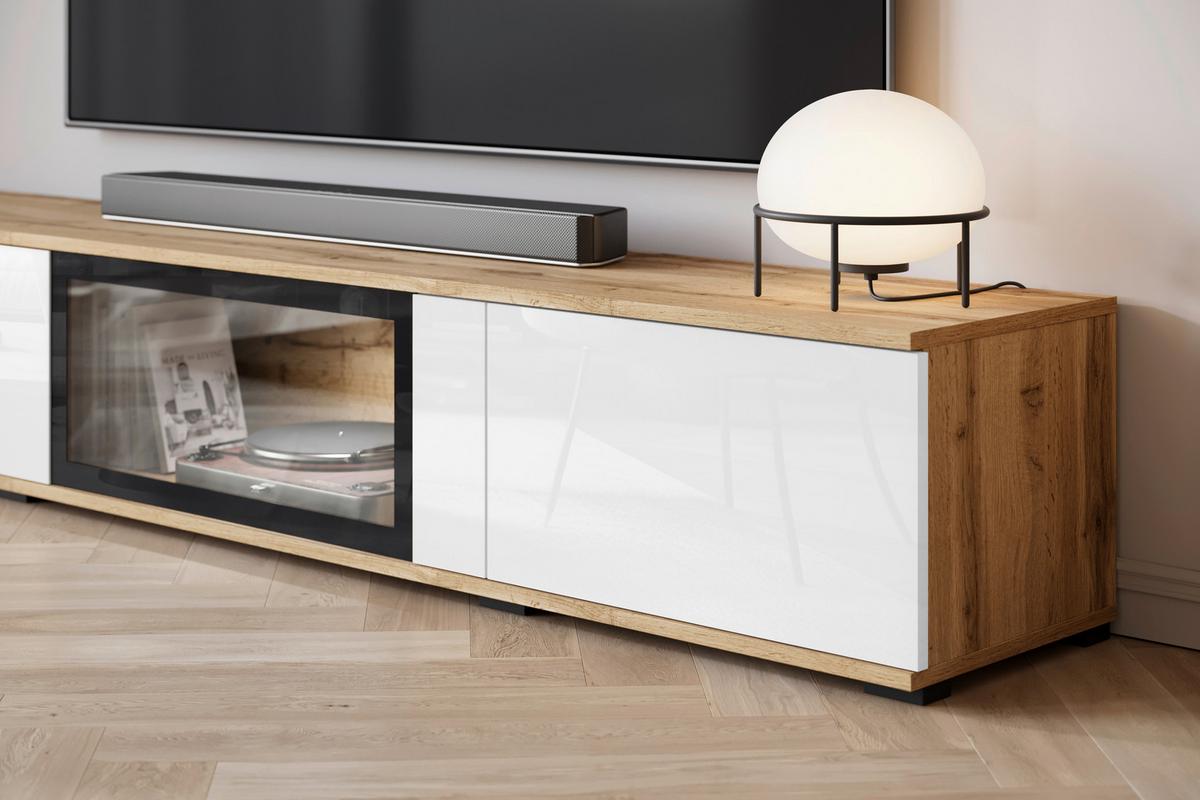 OBÝVACIA STENA CARO - čierna/biela s vysokým leskom, Trend, kompozitné drevo/plast (262/141,9/33cm) - Livetastic