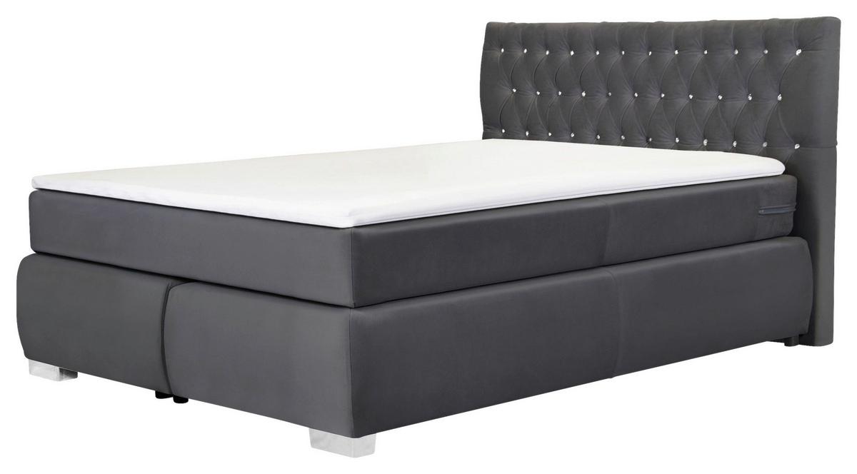 Boxspringbett Rumba Inkl. Matratze 140x200 - Platinfarben/Grau, Basics, Textil (140/200cm) - Livetastic