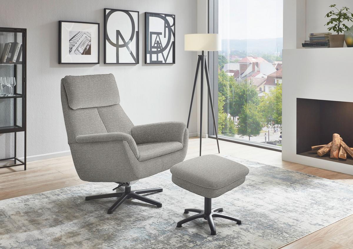 Kreslo NIELS, strieborná, funkcia hojdania - čierna/strieborná, Design, kov/textil (79/108/89cm)