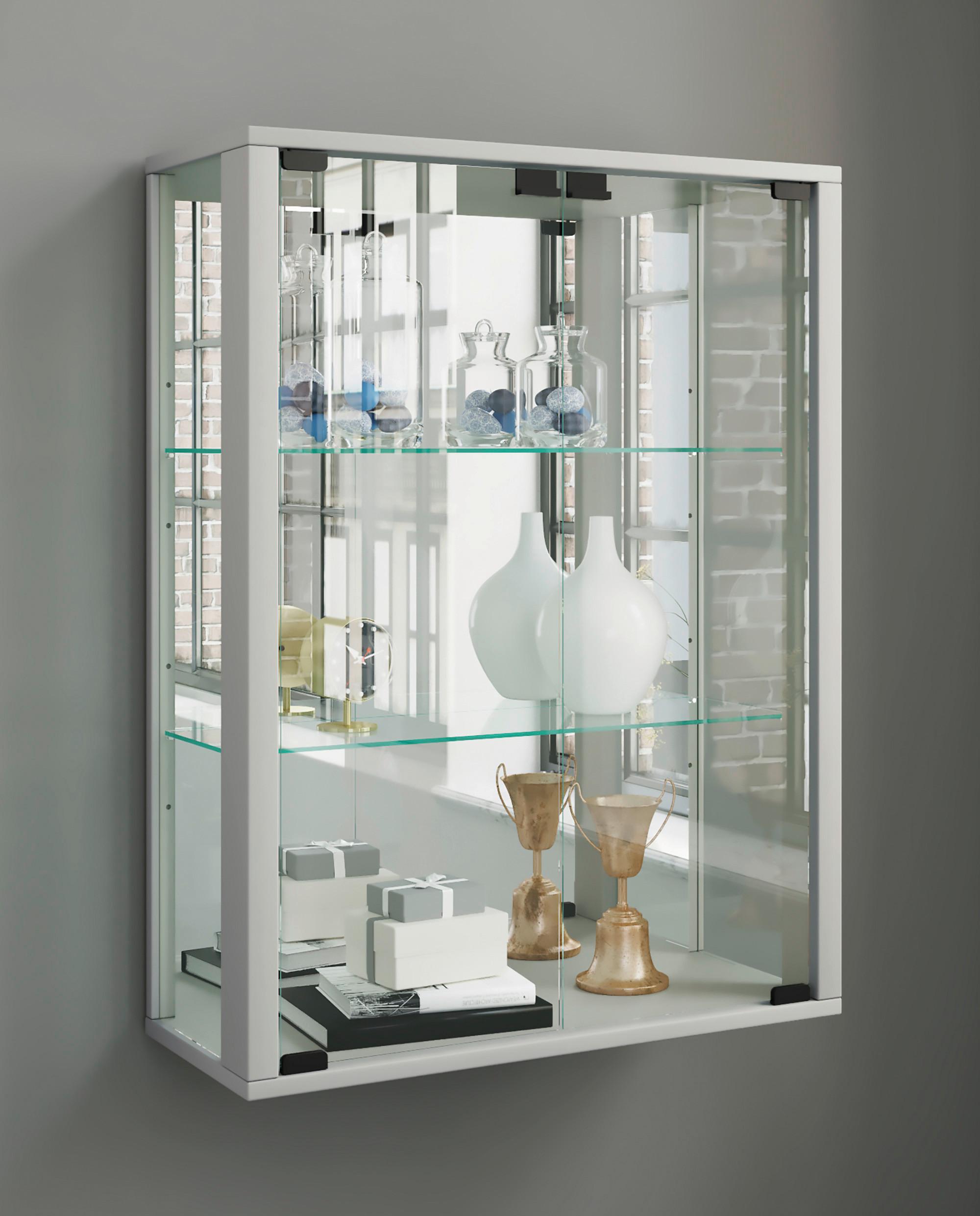 Hängevitrine Udina Silberfarben B: 60 cm - Silberfarben/Schwarz, MODERN, Glas/Holz (60/80/25cm) - MID.YOU