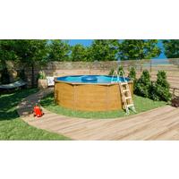 Pool-Set Steely De Luxe Wood 3-teilig, Laufruhige Pumpe - Hellbraun/Hellblau, Basics, Metall (490/120cm)