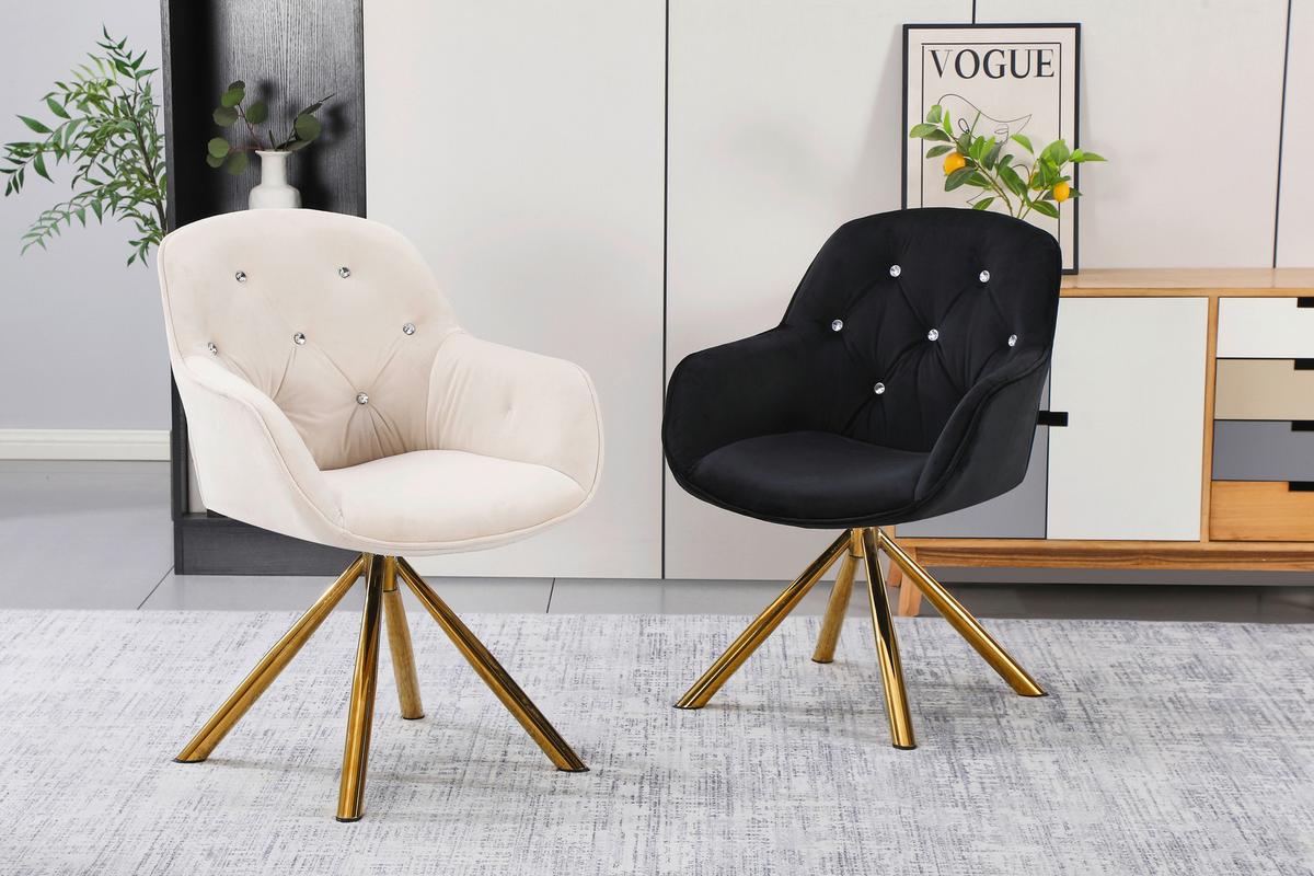 Armlehnstuhl Marilyn Beige Sitzfl. 360° Drehbar, B: 62 Cm - Beige/Goldfarben, KONVENTIONELL, Textil/Metall (62/85/61cm)