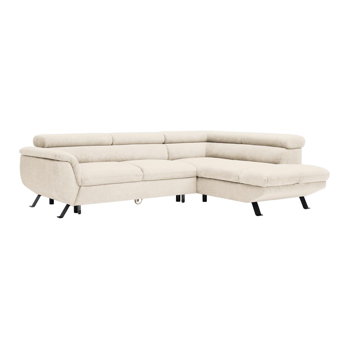 Rohová sedačka RAVEN, pravá, béžová - černá/béžová, Moderní, kov/textil (257/198cm) - Mömax
