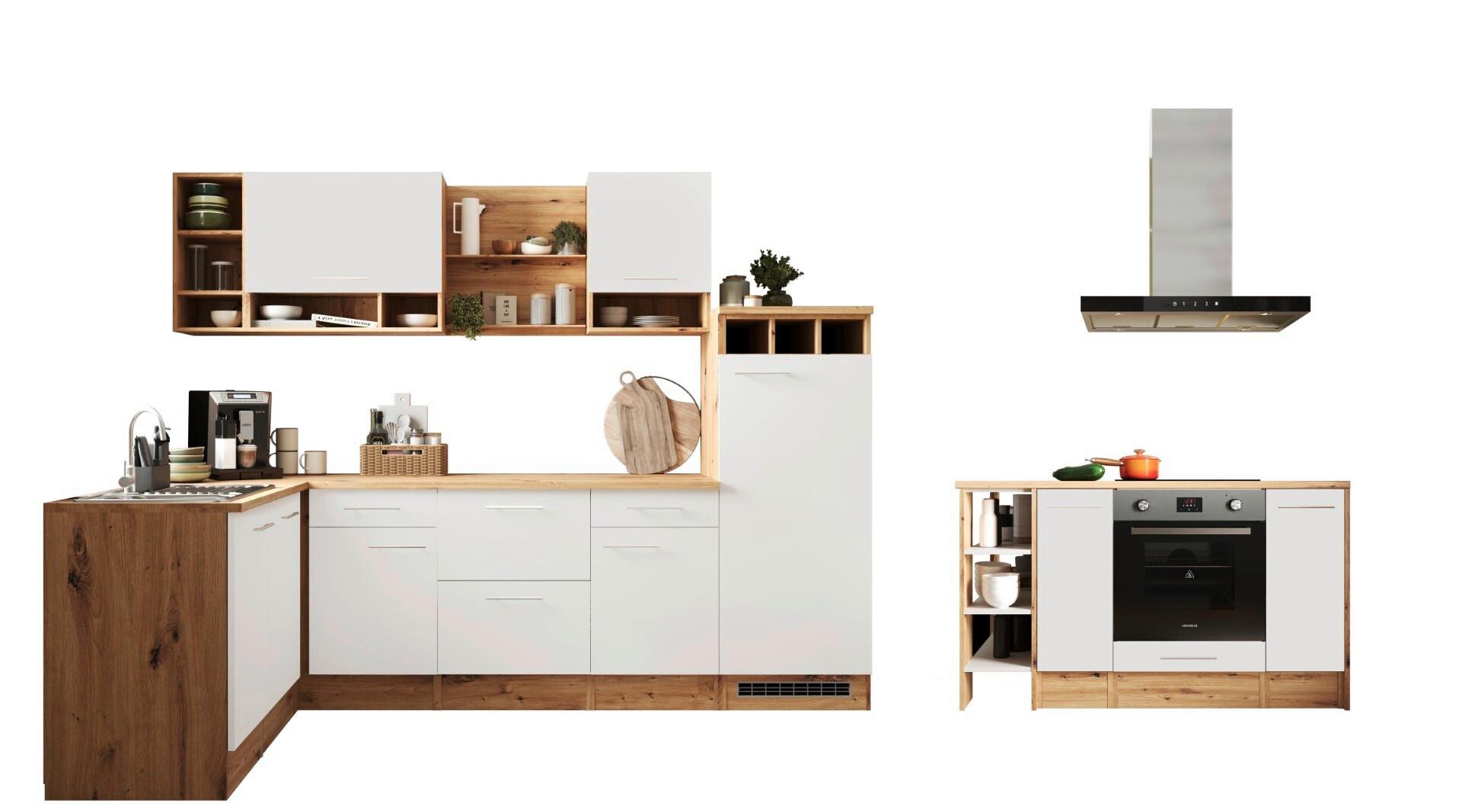Eckküche Hilde Winkelküche 280 cm - Wildeiche/Weiß, Design, Holzwerkstoff (280/172cm) - Respekta