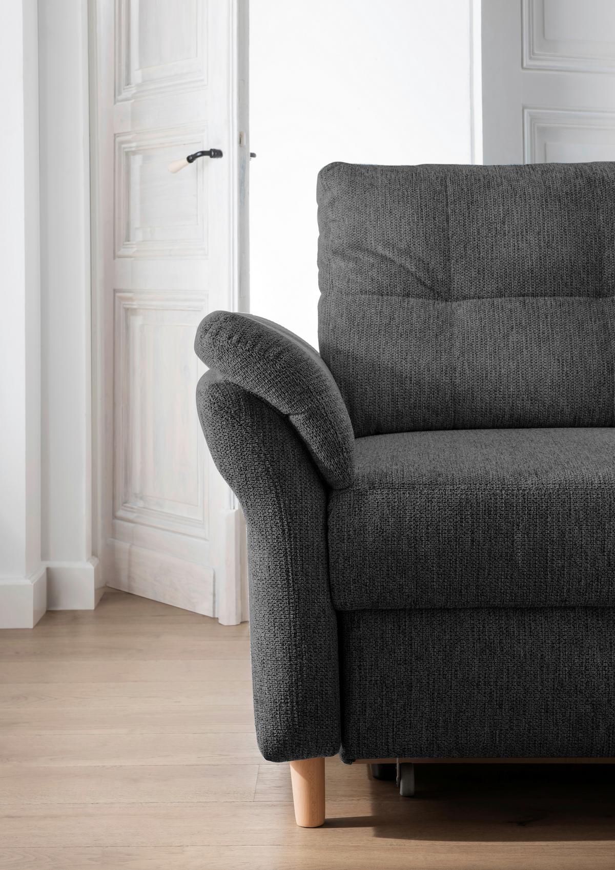 Ecksofa Brizzini inkl. Bettkasten, Anthrazit, 250x176 - Anthrazit/Naturfarben, MODERN, Textil (250/176cm) - Livetastic