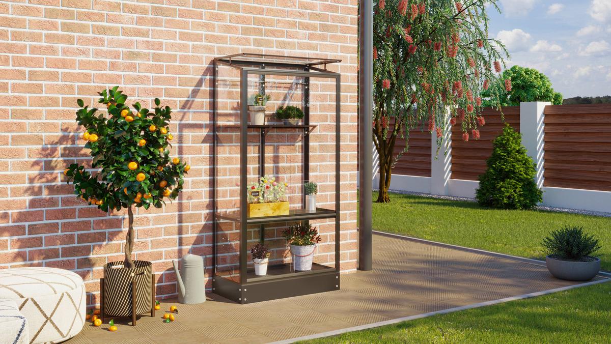 Balkon-gewächshaus Polis 350 Schwarz Metall/glas H: 165,5cm - Schwarz, Basics, Glas/Metall (81,2/165,5/81,2cm)