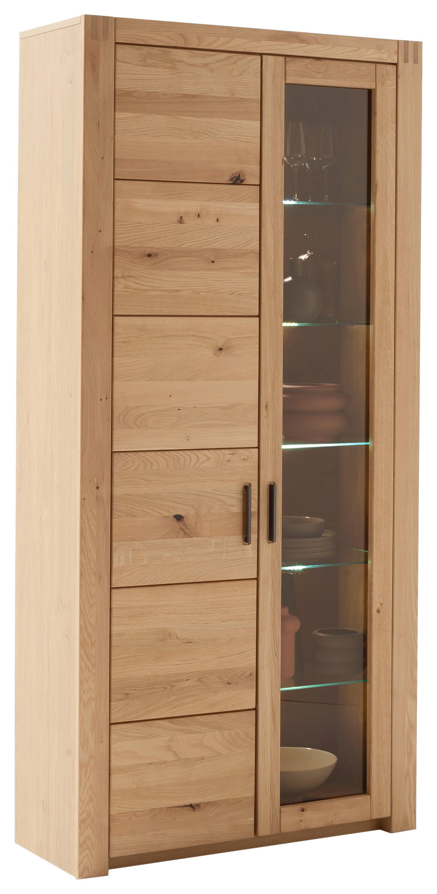 Vitrine Prag - Eichefarben, Design, Glas/Holz (97/203/37cm) - Livetastic