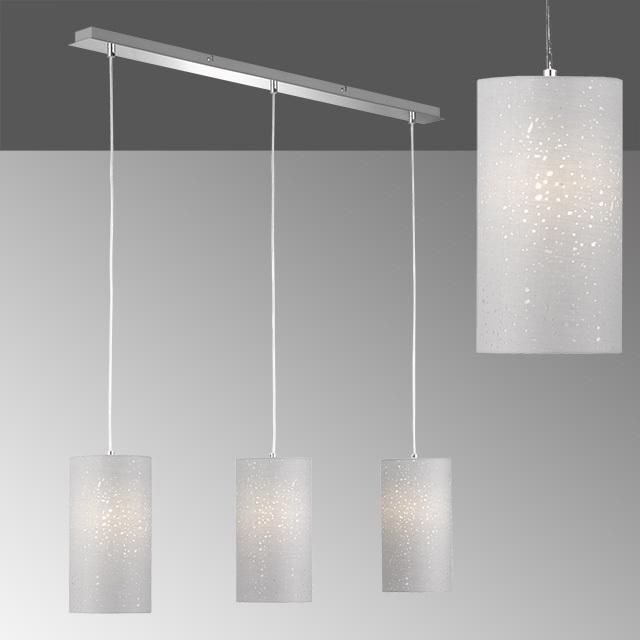Hängeleuchte Thor H: 150 cm 3-Flammig In Säulenform - Chromfarben/Grau, Design, Textil/Metall (110/150cm) - Fischer & Honsel