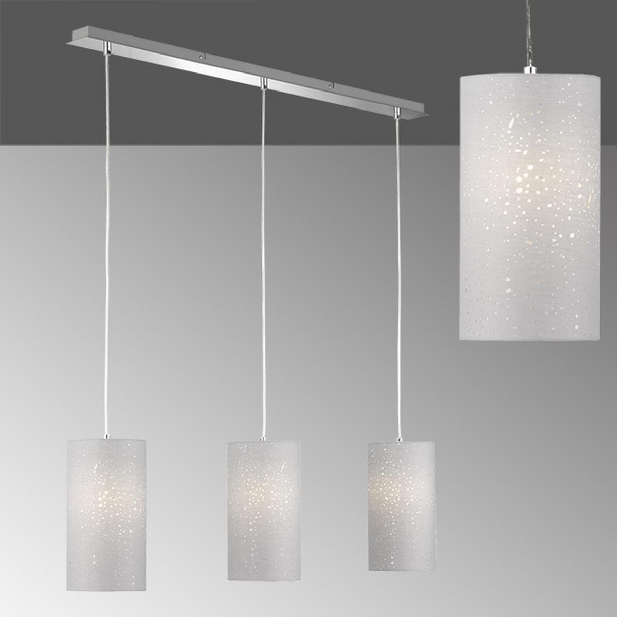 Hängeleuchte Thor H: 150 cm 3-Flammig In Säulenform - Chromfarben/Grau, Design, Textil/Metall (110/150cm) - Fischer & Honsel