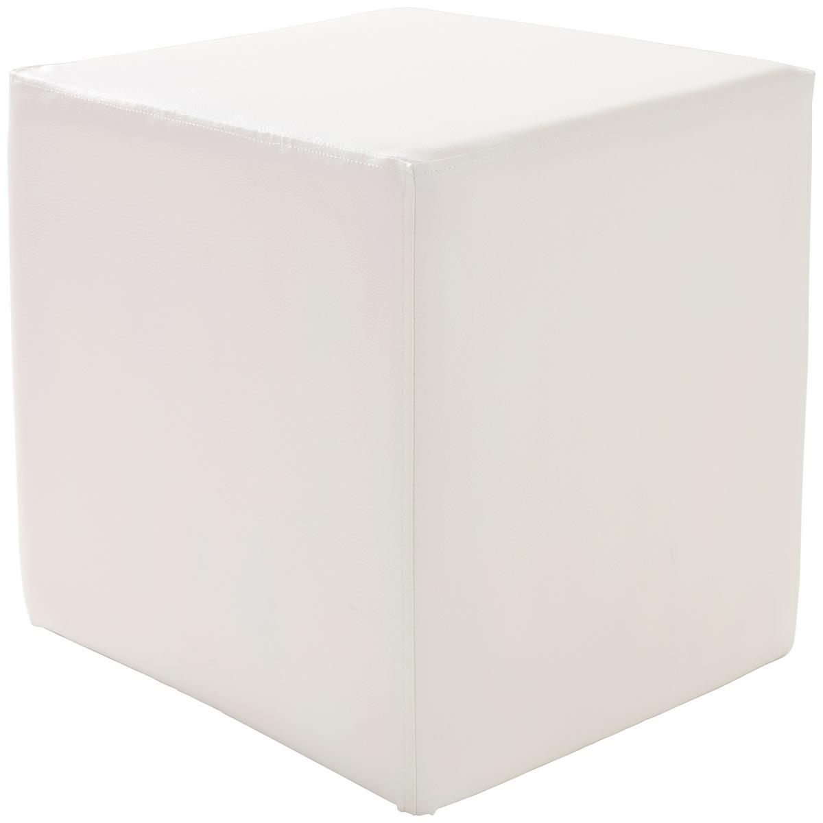 Hocker Betty Lederlook Weiß H: 45 cm Würfelförmig - Weiß, Basics, Textil (45/45/45cm) - Ondega