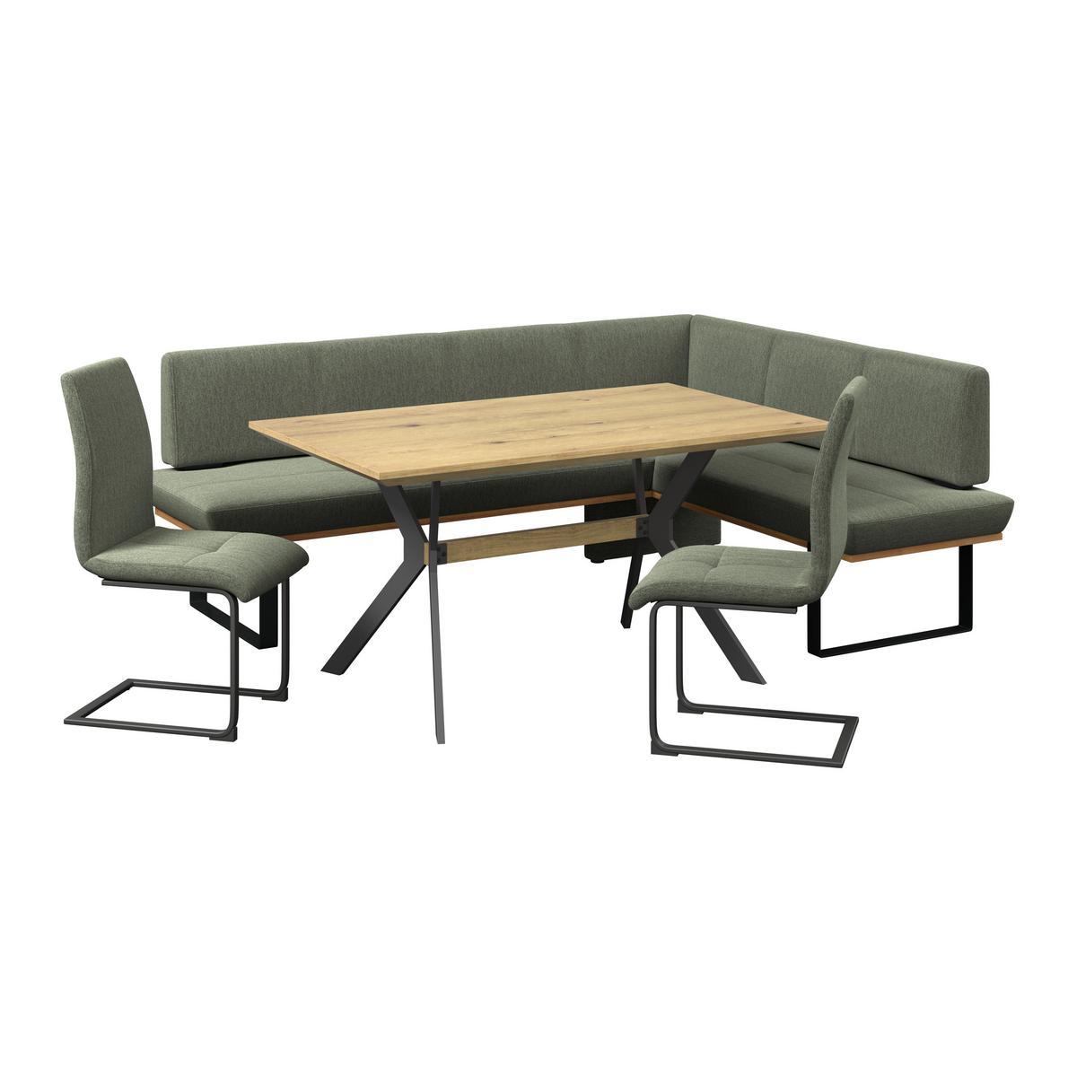 Eckbank Tristan Webstoff grün,S:245x195cm - Schwarz/Grün, MODERN, Holz/Textil (245/195cm) - James Wood