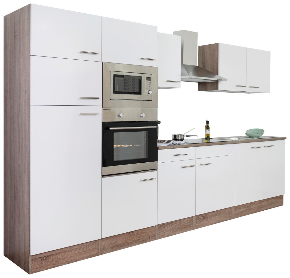 Küchenzeile mit Geräten B: 330 cm Eichefarben/Weiß - Eichefarben/Weiß, MODERN, Holzwerkstoff (330cm) - Respekta