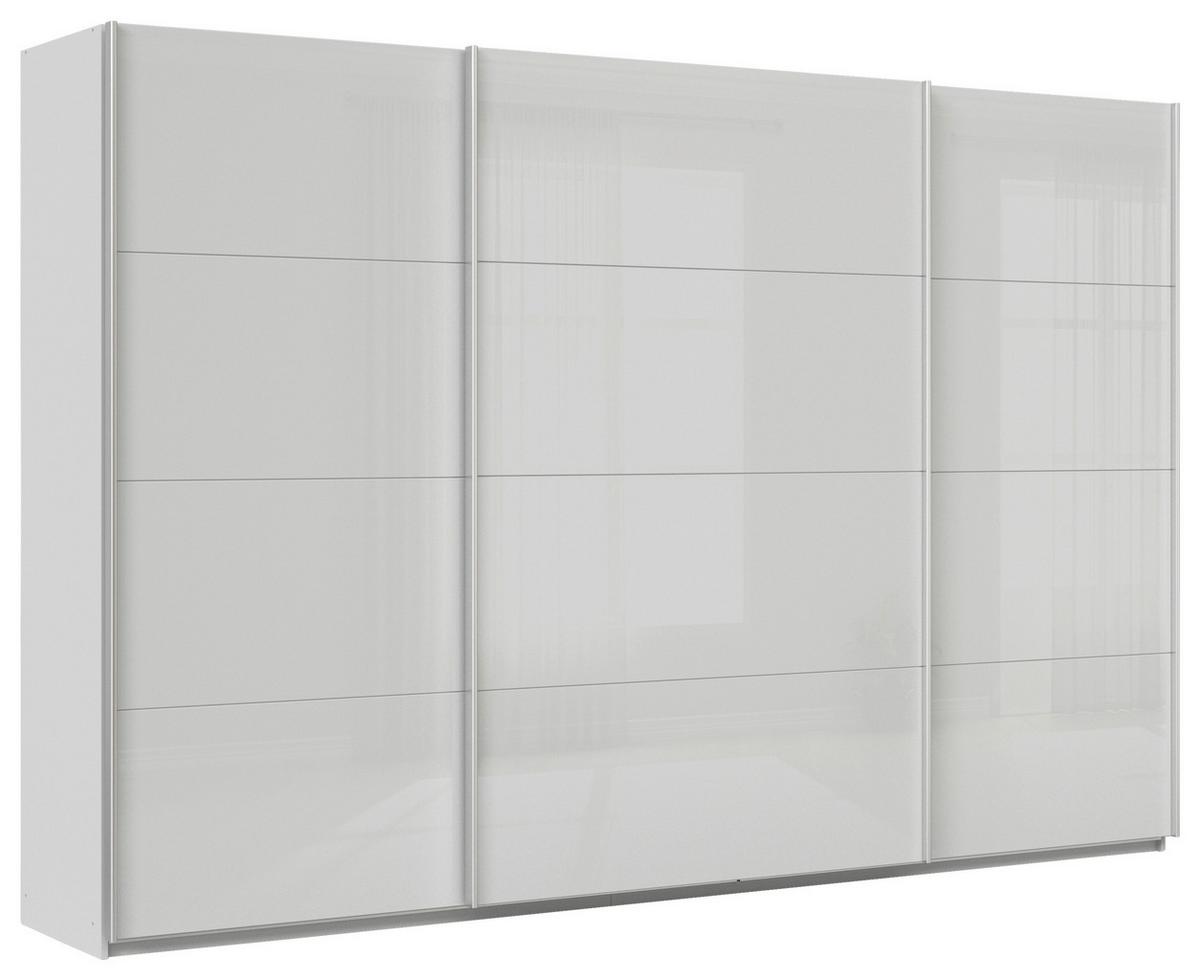 Schwebetürenschrank B: 315cm Feldkirch Seidengrau - Grau Hochglanz/Hellgrau, MODERN, Glas/Holzwerkstoff (315/210/62cm)