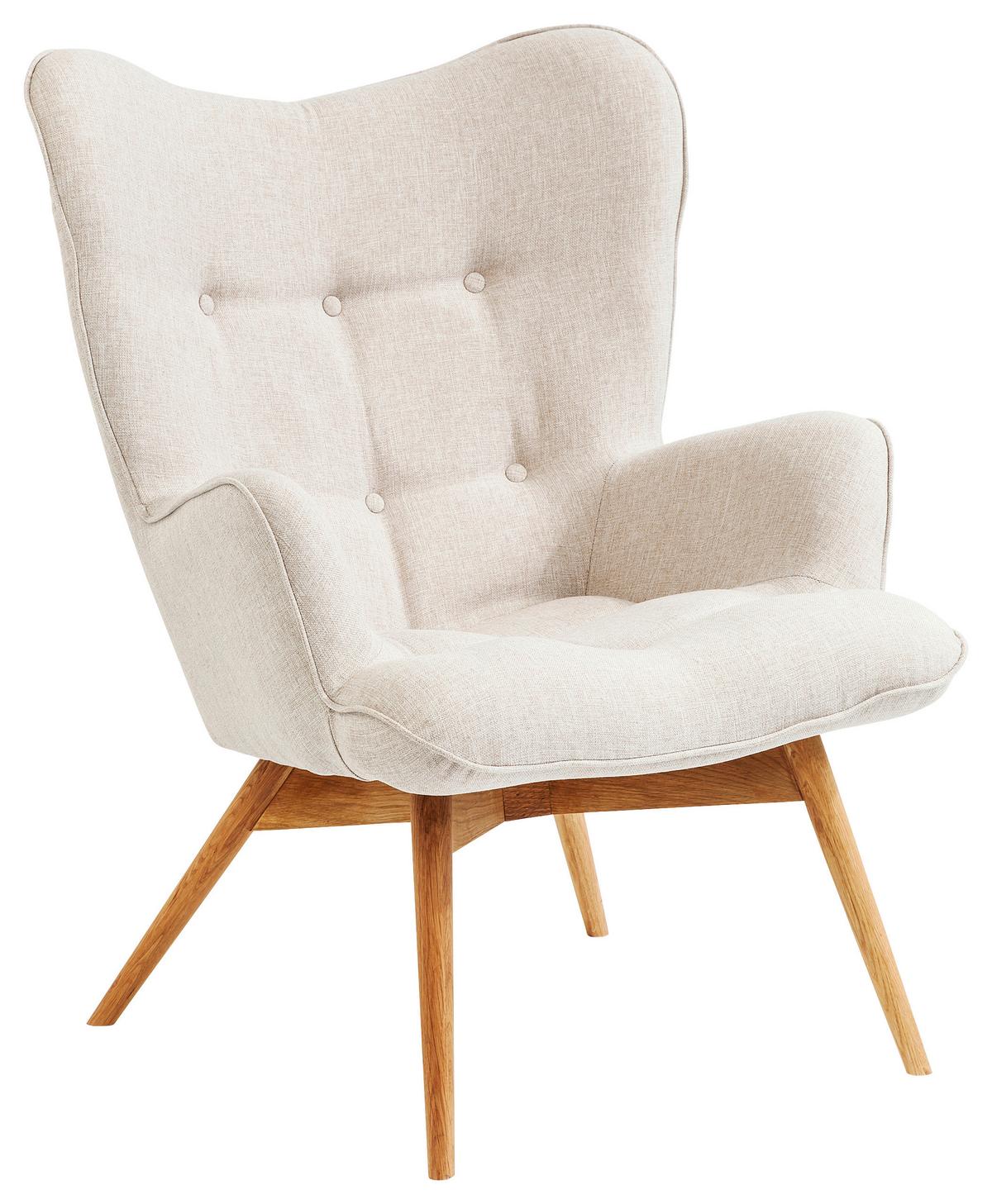 Ohrensessel Vicky Wilson - Creme/Naturfarben, Trend, Textil (73/94/83cm) - Kare-Design