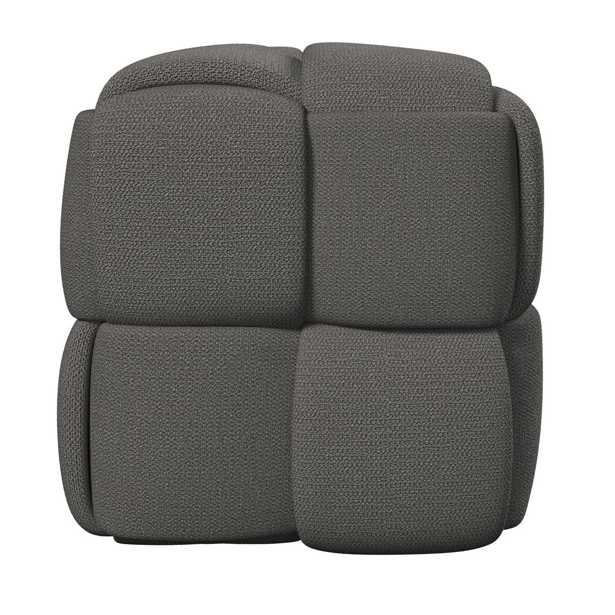 Taburet ELLA tmavá sivá bouclé - čierna/tmavosivá, Modern, drevo/textil (45/45/45cm) - Bessagi Home