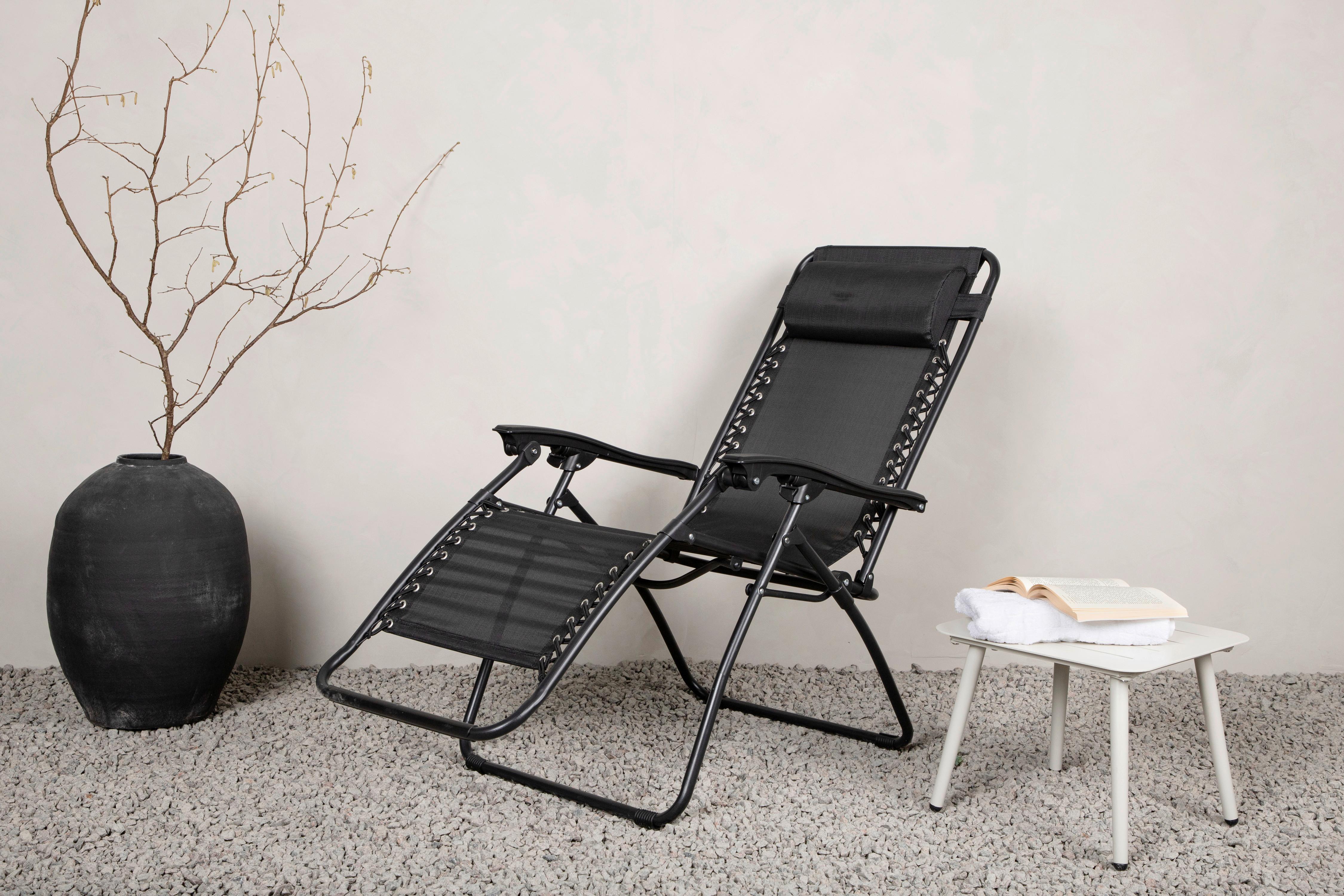 Garten-Relaxsessel Melker - Schwarz, KONVENTIONELL, Kunststoff/Textil (68/112/90cm) - Gardenson
