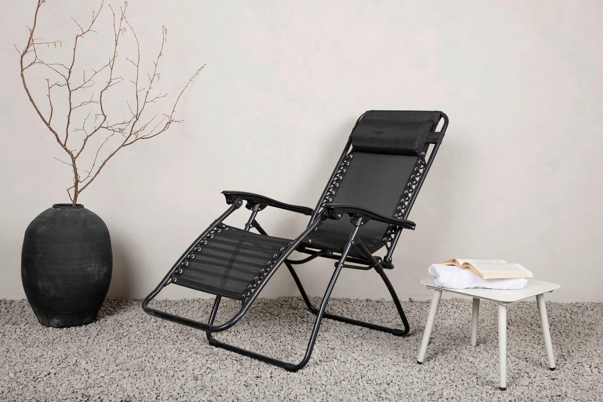 Garten-Relaxsessel Melker - Schwarz, KONVENTIONELL, Kunststoff/Textil (68/112/90cm) - Gardenson