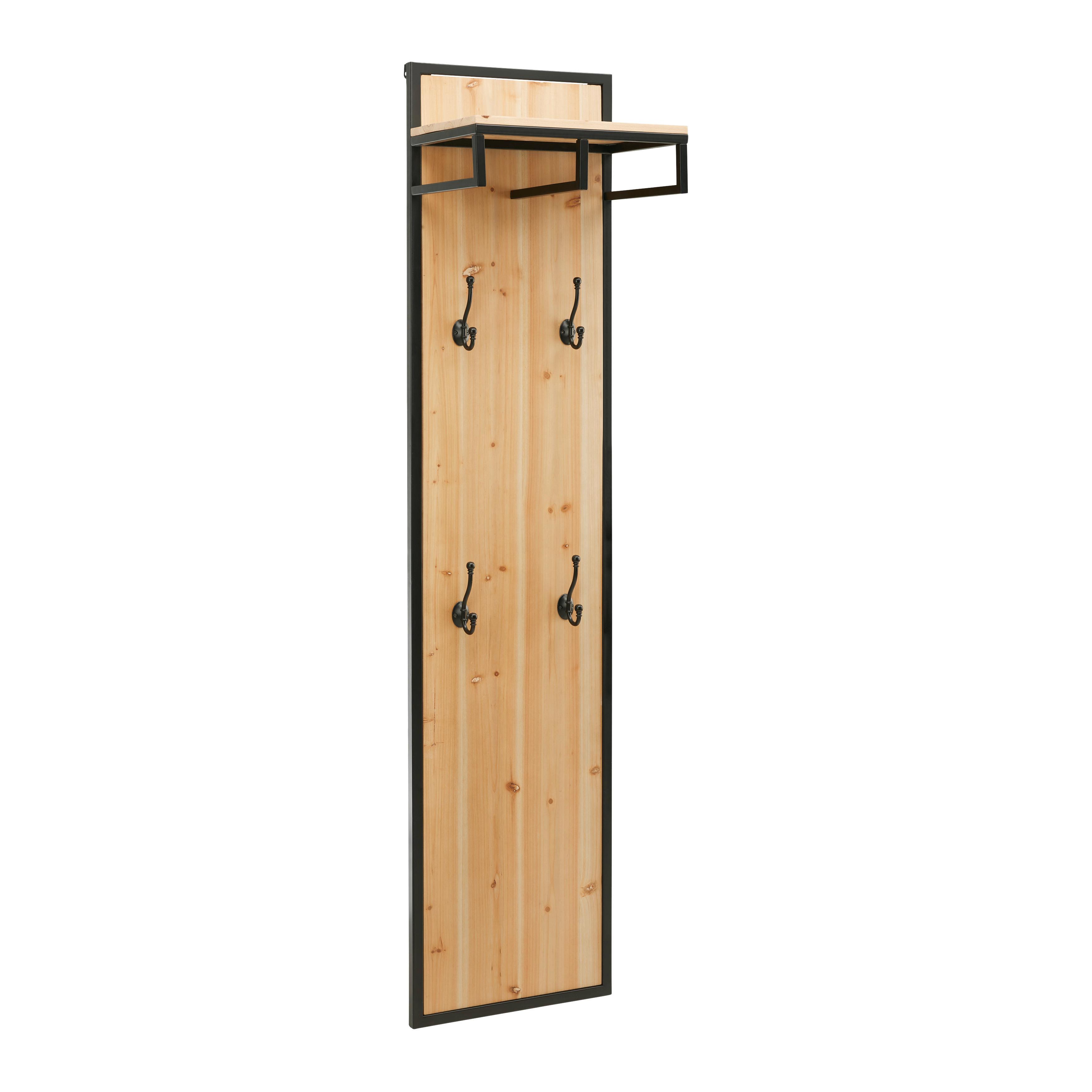 Vešiakový panel VITTORIA - čierna/prírodná farba, Modern, kov/drevo (40/170/27cm) - Bessagi Home
