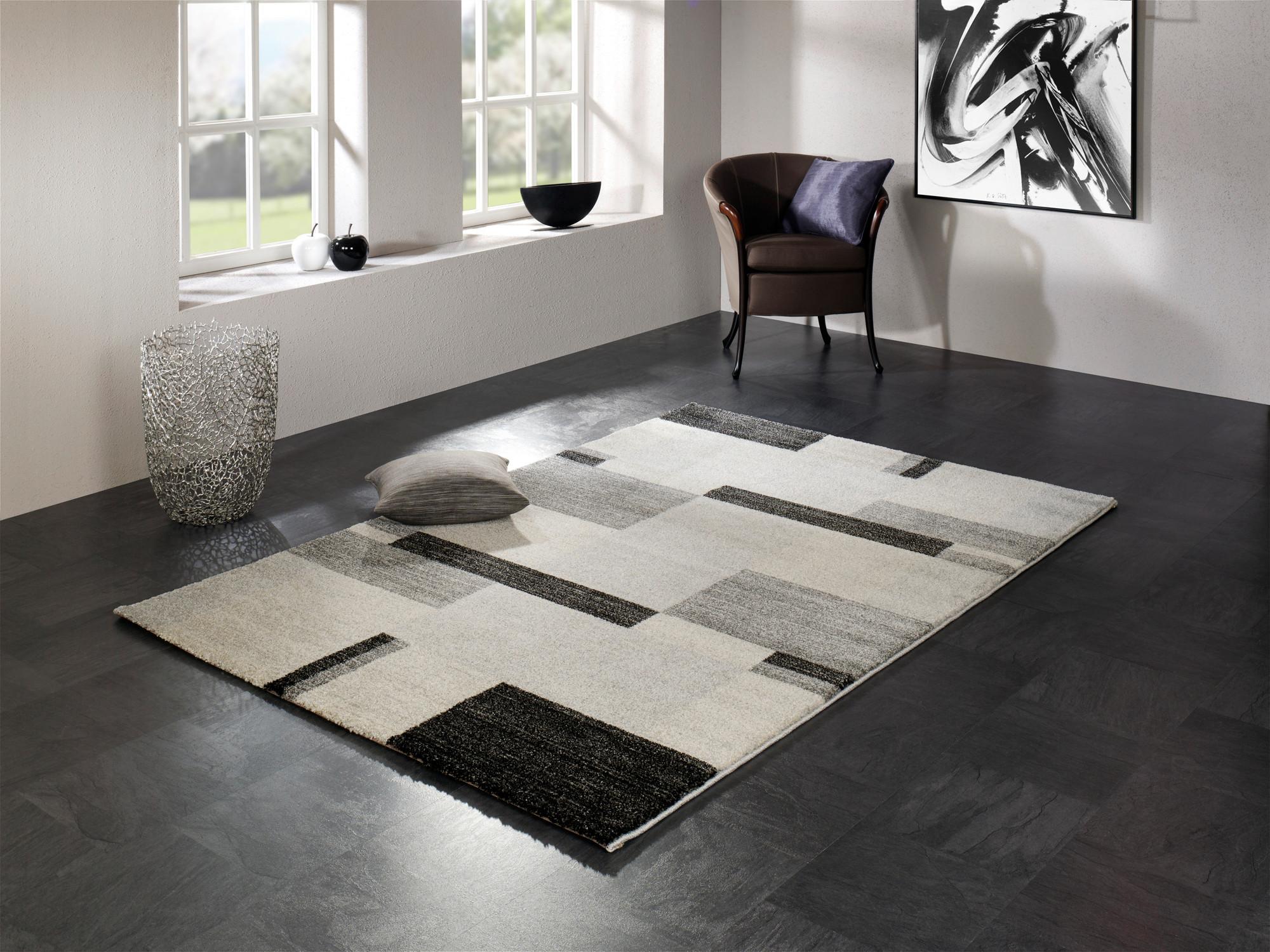 Webteppich Palazzo Bloc Grau 240x290 cm - Grau, KONVENTIONELL, Textil (240/290cm) - Novel