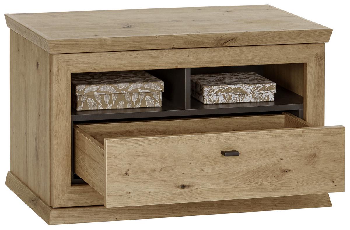 Garderobenbank Harvey B: 85,2 cm Lade + Fächer, Eiche Dekor - Eichefarben/Anthrazit, LIFESTYLE, Holzwerkstoff (85,2/50,5/38,5cm)