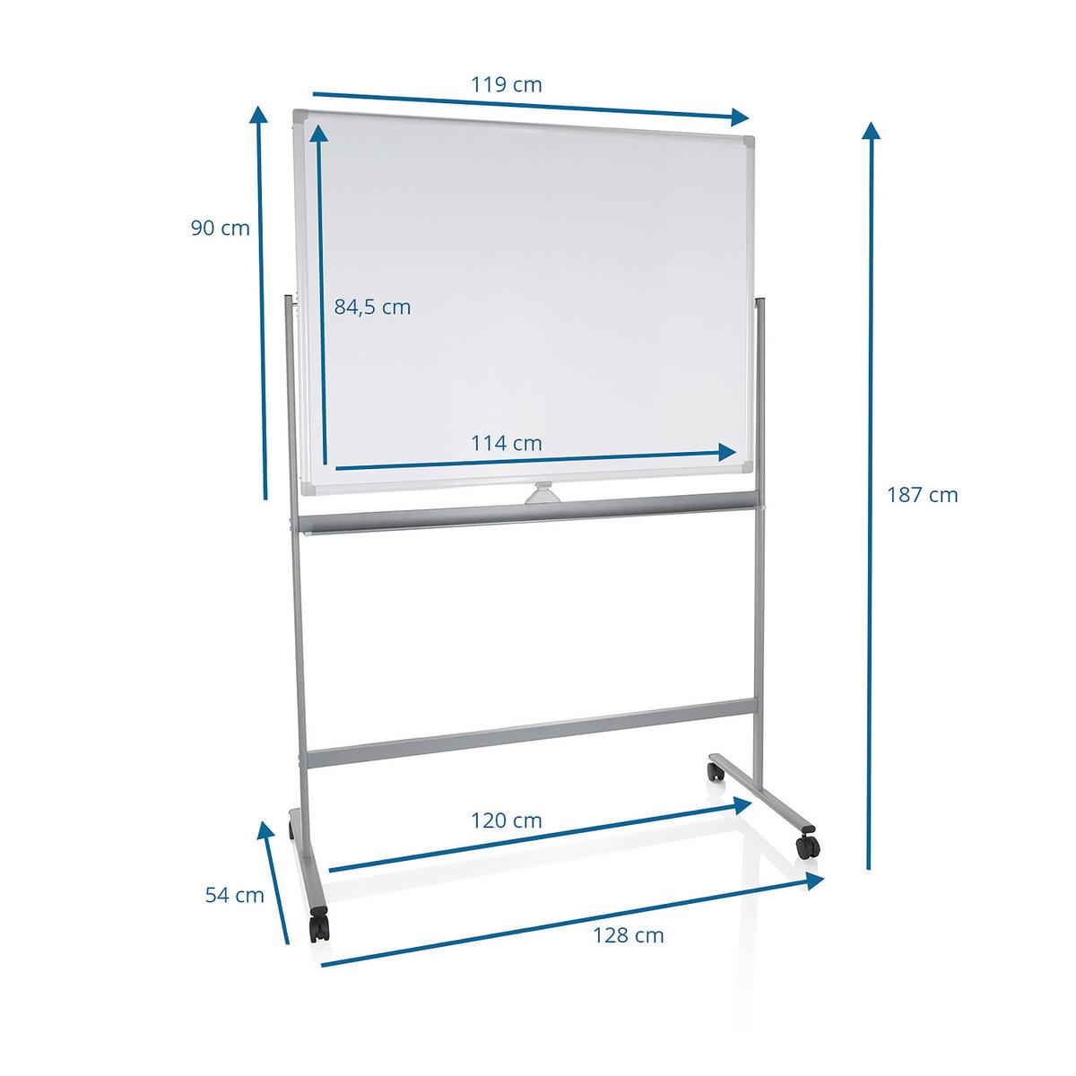 Whiteboard Multiboard I - Silberfarben/Weiß, Basics, Metall (128/187/54cm) - MID.YOU