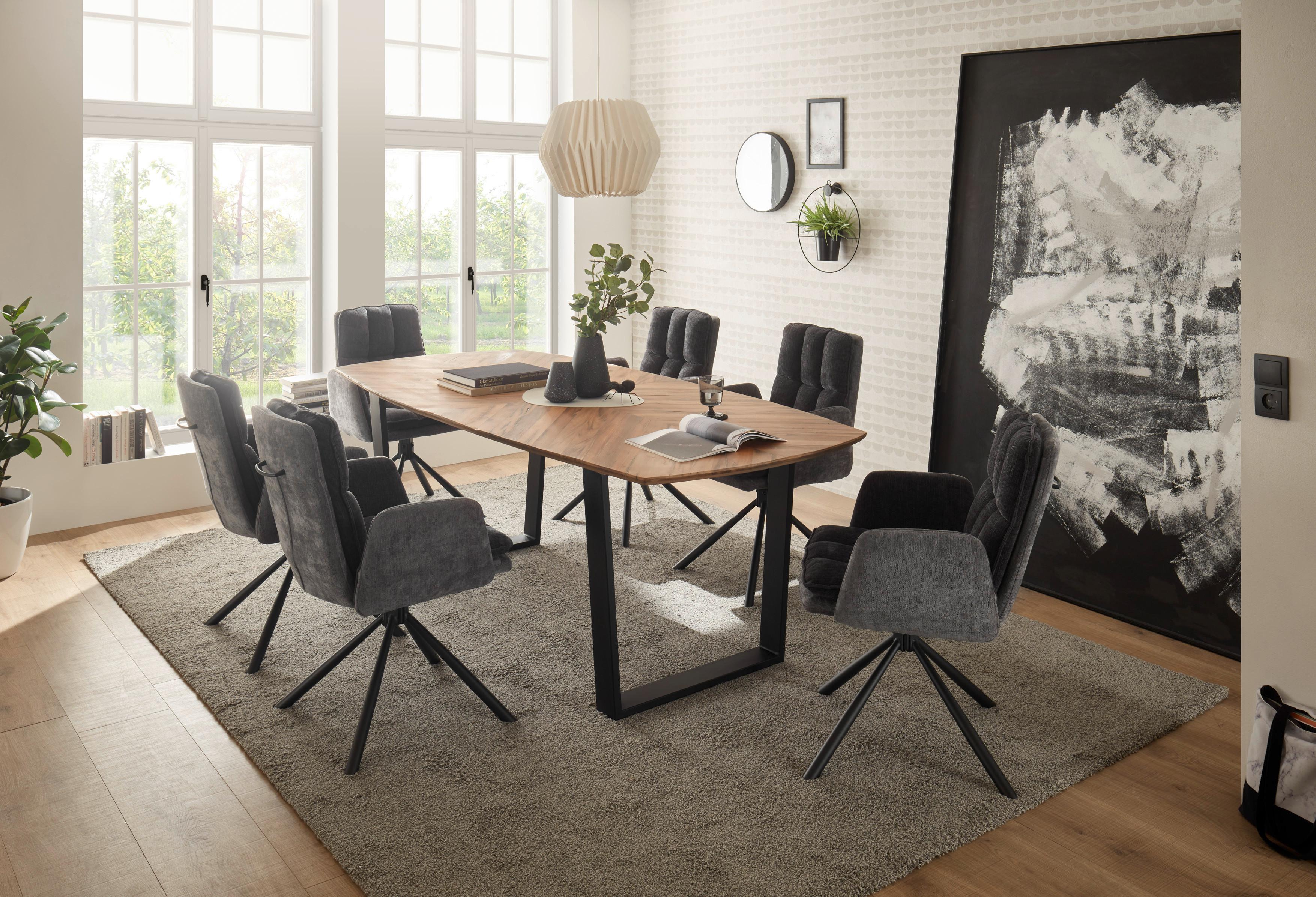 Esstisch Zac 220x76x100 cm Schwarz - Schwarz, MODERN, Holz/Metall (220/76/100cm) - MID.YOU