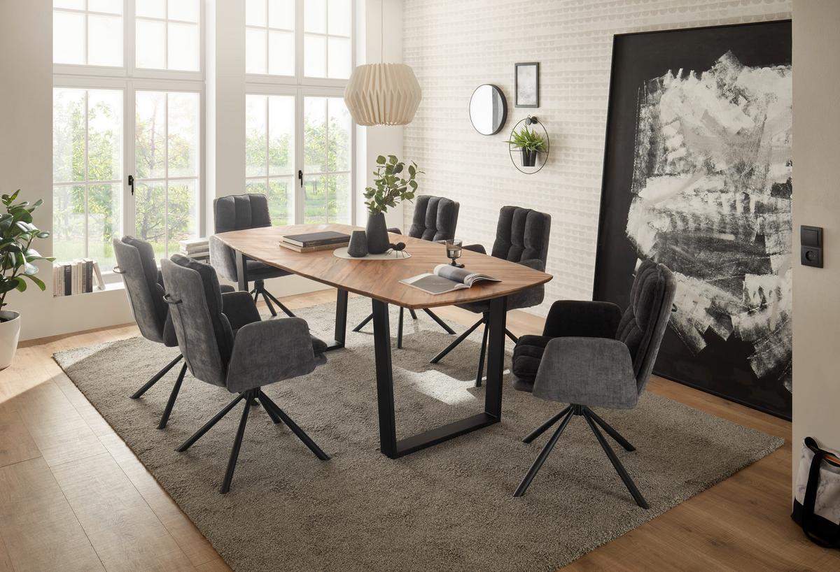 Esstisch Zac 220x76x100 Cm Schwarz - Schwarz, MODERN, Holz/Metall (220/76/100cm) - MID.YOU