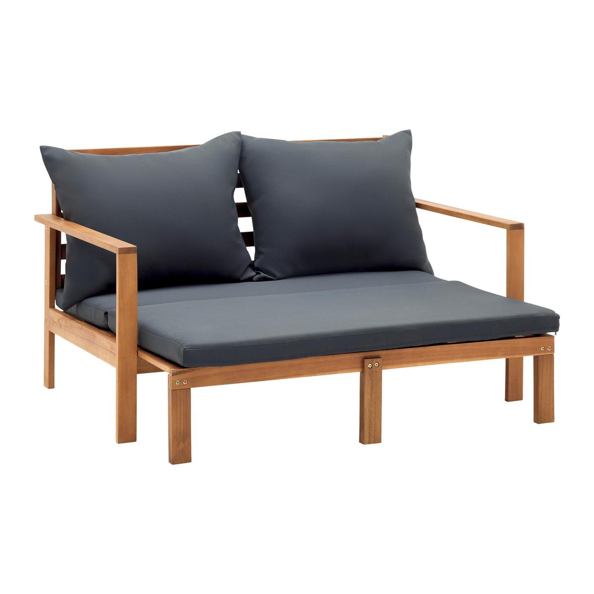 Záhradní pohovka PIA - tmavě šedá, Moderní, dřevo/textil (130/75/80-130cm) - Bessagi Garden