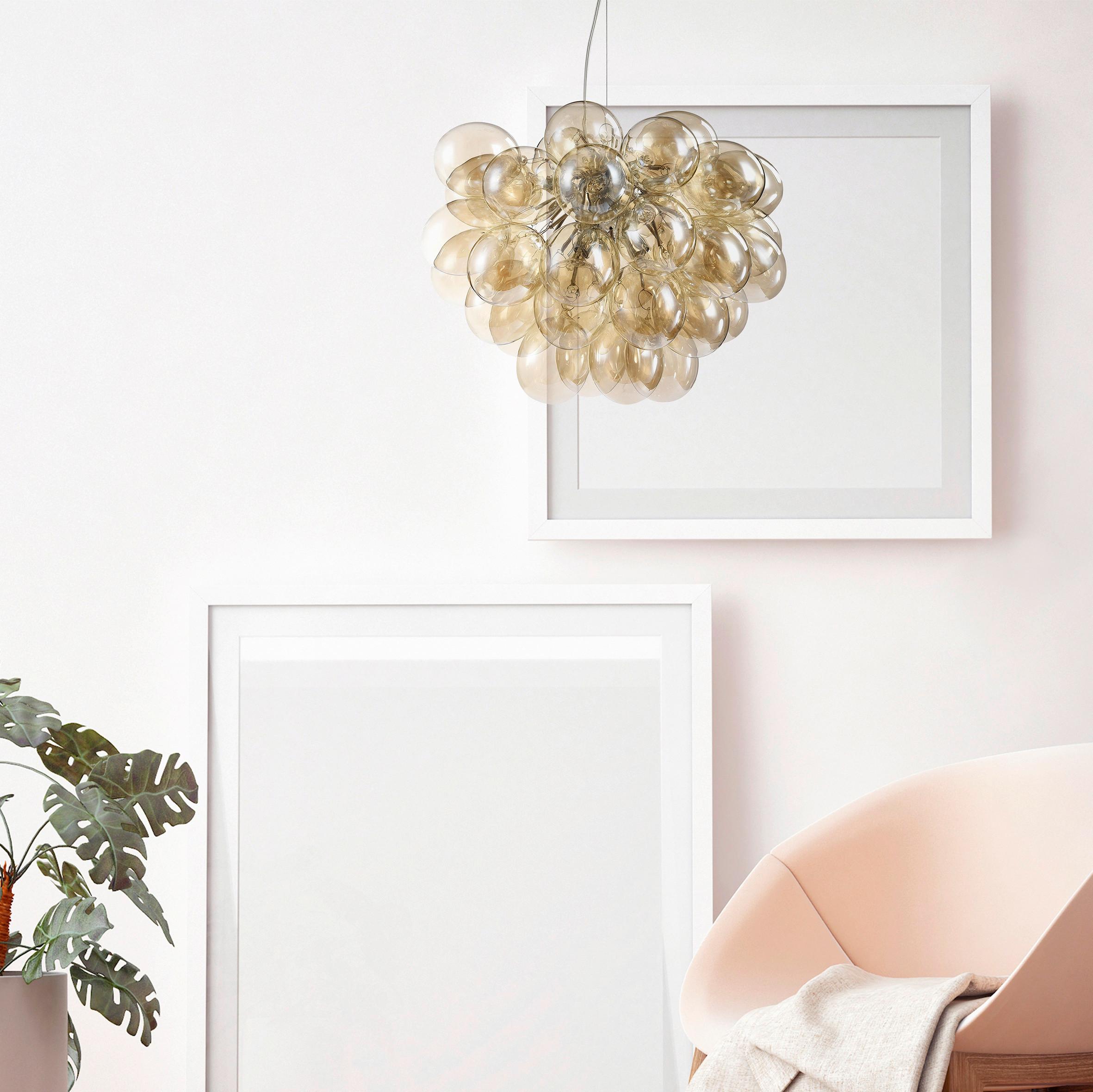 Pendelleuchte Balbo - Bernsteinfarben/Nickelfarben, Trend, Glas/Metall (50/40/50cm) - MAYTONI