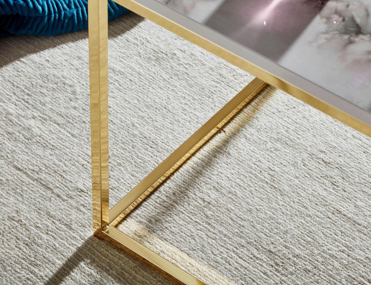 Konferenční stolek vzhled mramoru š: 60cm - bílá/barvy zlata, Moderní, kov/kompozitní dřevo (60/60/45cm) - MID.YOU