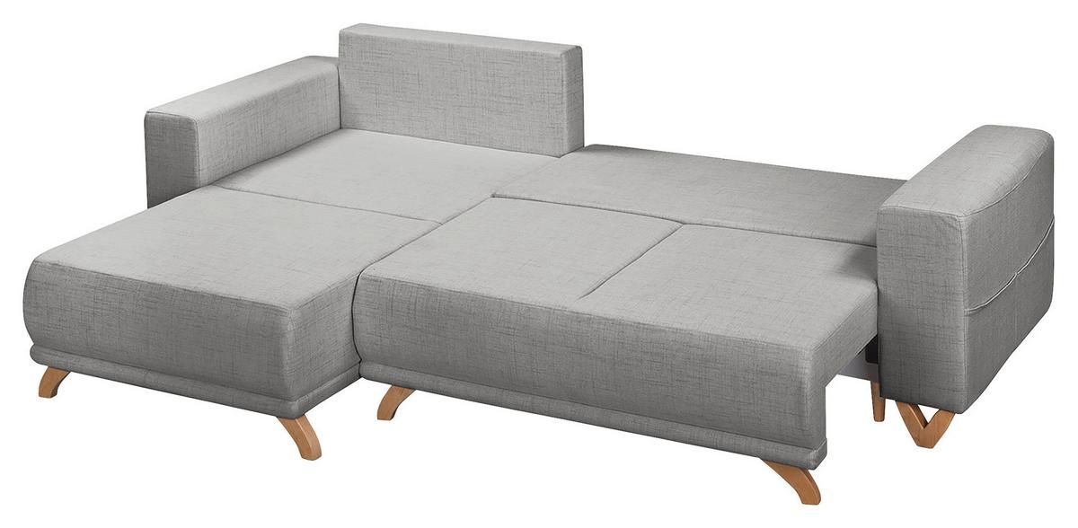 Ecksofa Bella Grau S: 257x174 cm - Wengefarben/Grau, Design, Textil (257/174cm) - Livetastic