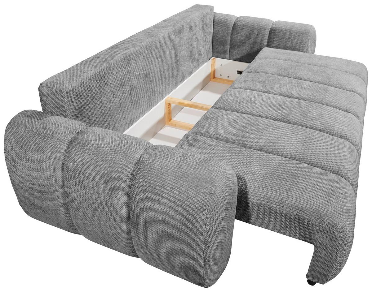 Schlafsofa Bubble Grau B: 256 Cm - Schwarz/Grau, Design, Textil (256/76/112cm) - MID.YOU